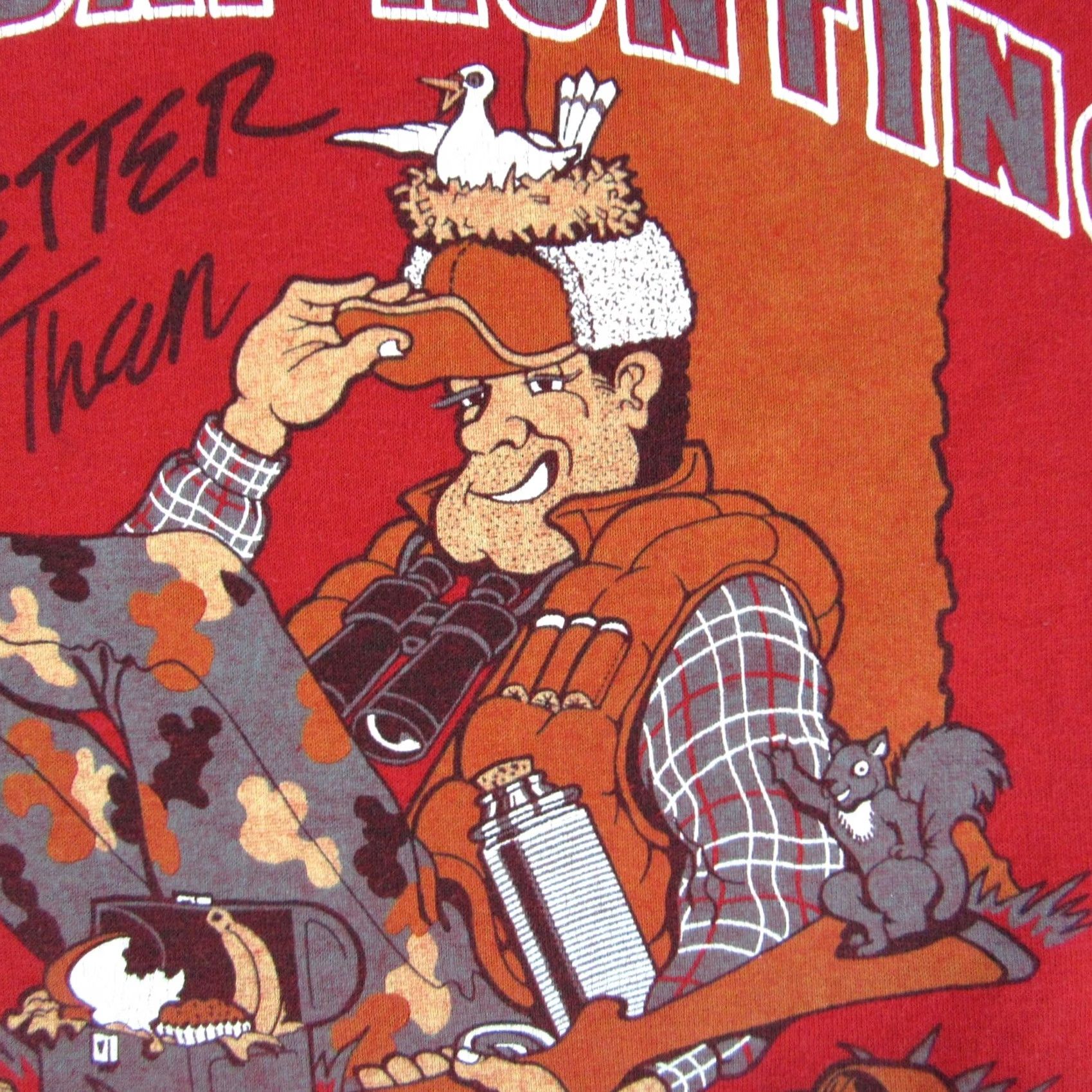 Vintage VINTAGE WORST DAY HUNTING BETTER THAN WORK CARTOON T-Shirt XL Red Men's 80s 90s Short Sleeve Crew Neck Deer Joke Thin Size US XL / EU 56 / 4 - 5 Thumbnail