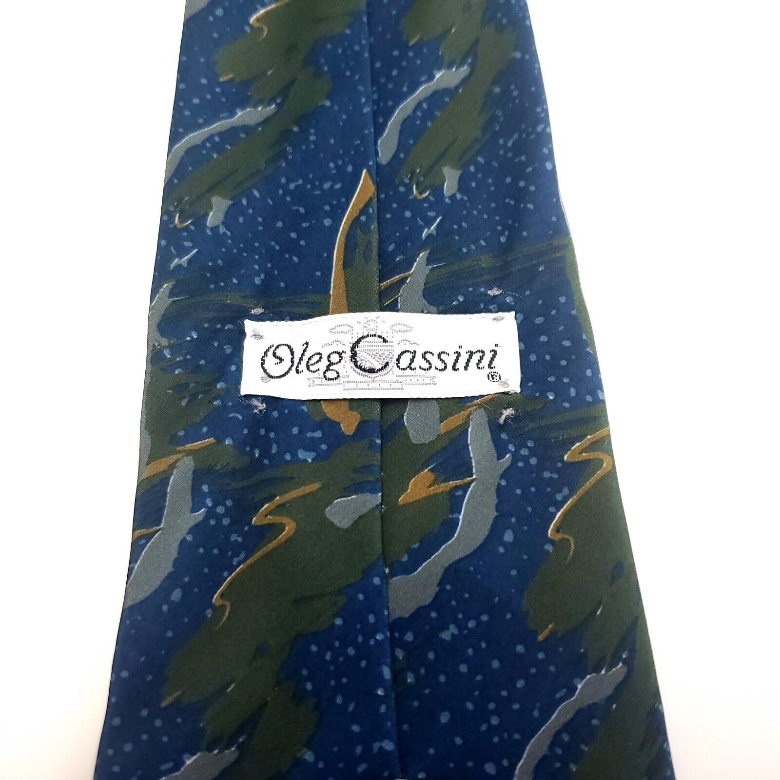 Oleg Cassini Oleg Cassini Blue Green Silk Tie Woven Abstract Size ONE SIZE - 4 Thumbnail