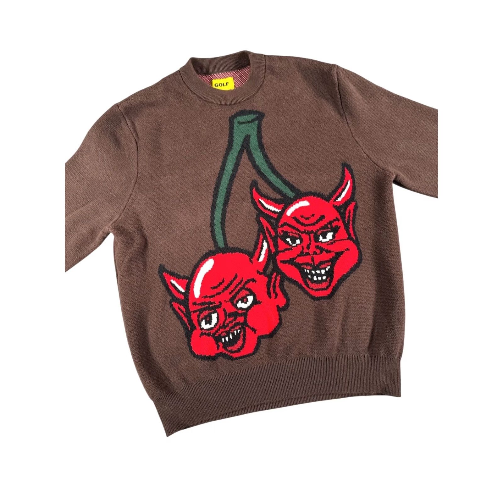 Golf Wang VINTAGE Golf Wang Sweater Mens Small Brown Devil Cherry 