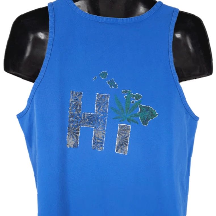 Vintage Hawaii Cannabis Tank Top Mens Large Blue Hawaiian Marijuana Alstyle Apparel Tank Men Size US L / EU 52-54 / 3 - 2 Thumbnail