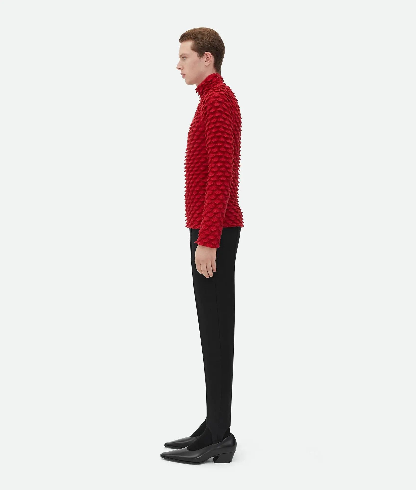 Bottega Veneta o1s1rm0925 Fish Scale Wool Sweater in Red Size US XS / EU 42 / 0 - 2 Thumbnail