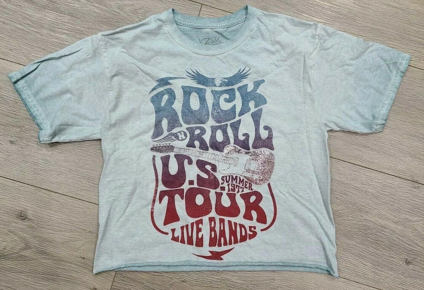 Designer Gold Rush T Shirt Size Medium Rock Roll Tour Blue Crop Top Size M / US 6-8 / IT 42-44 - 1 Thumbnail