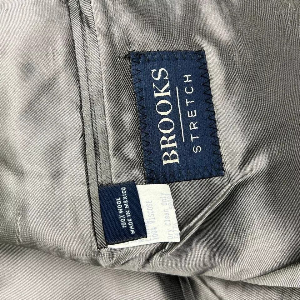 Brooks Brooks Stretch Blazer Suit Men 50R Gray 3 Buttons 100% Wool Size 50R - 5 Thumbnail