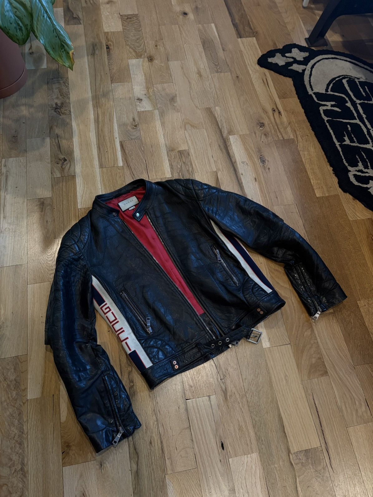 Gucci Gucci Mens Leather Moto Jacket Size 48 Size US M / EU 48-50 / 2 - 1 Thumbnail