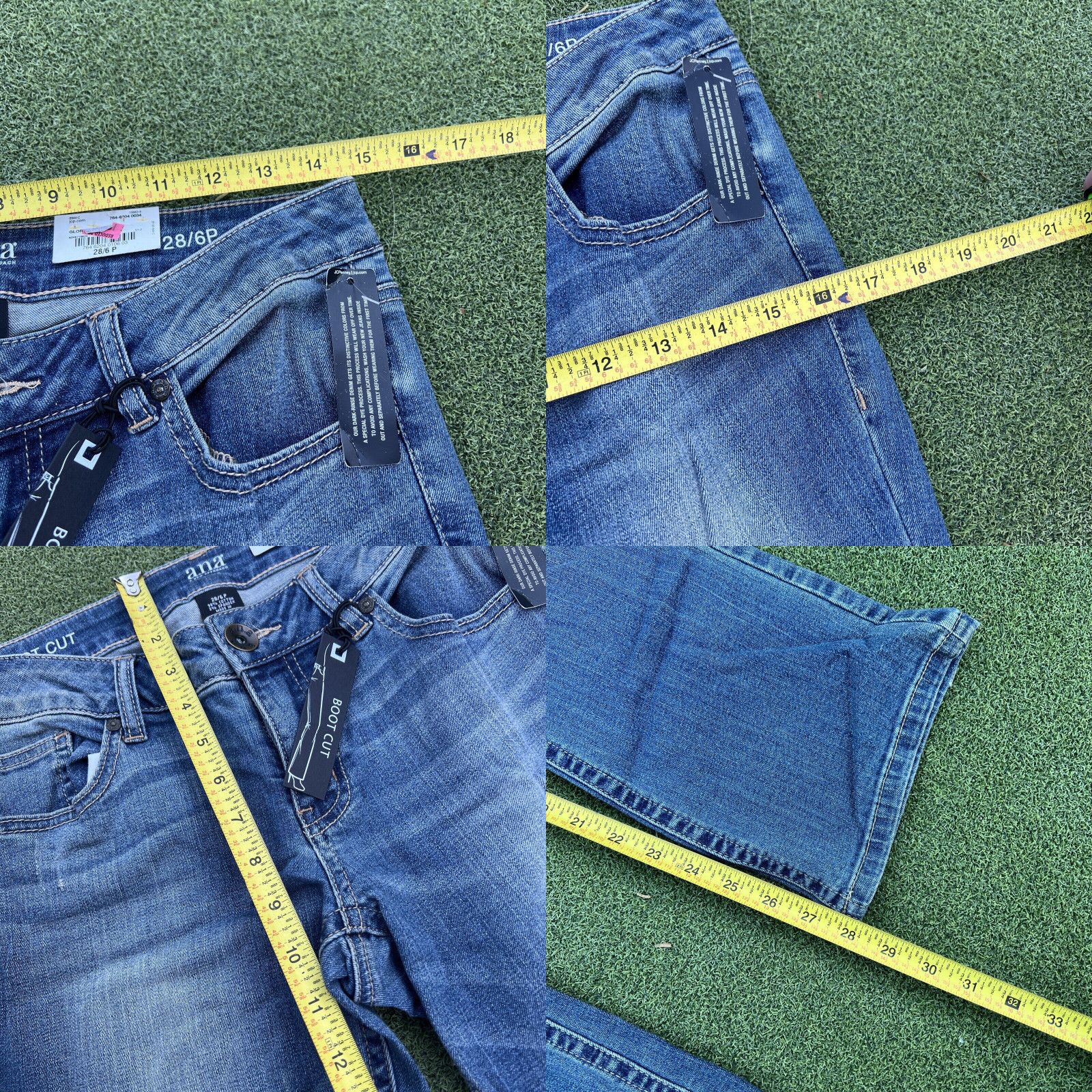 Vintage a.n.a. A New Approach Womens 28/6 petite Blue Bootcut Low Rise Denim Jeans New Size 29" - 8 Thumbnail
