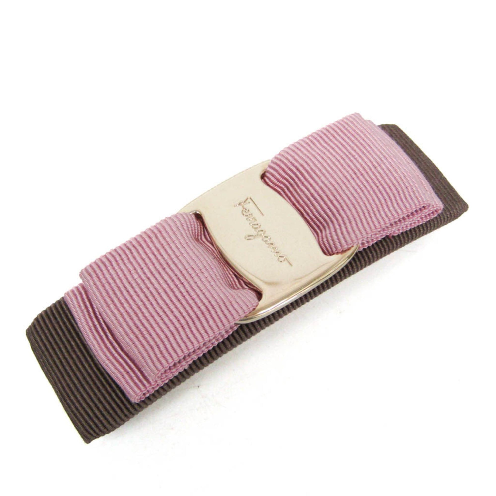 Salvatore Ferragamo Salvatore Ferragamo Vara 34 6224 No Stone Cotton,Metal Women's Barrette Beige,Pink Size ONE SIZE - 1 Thumbnail