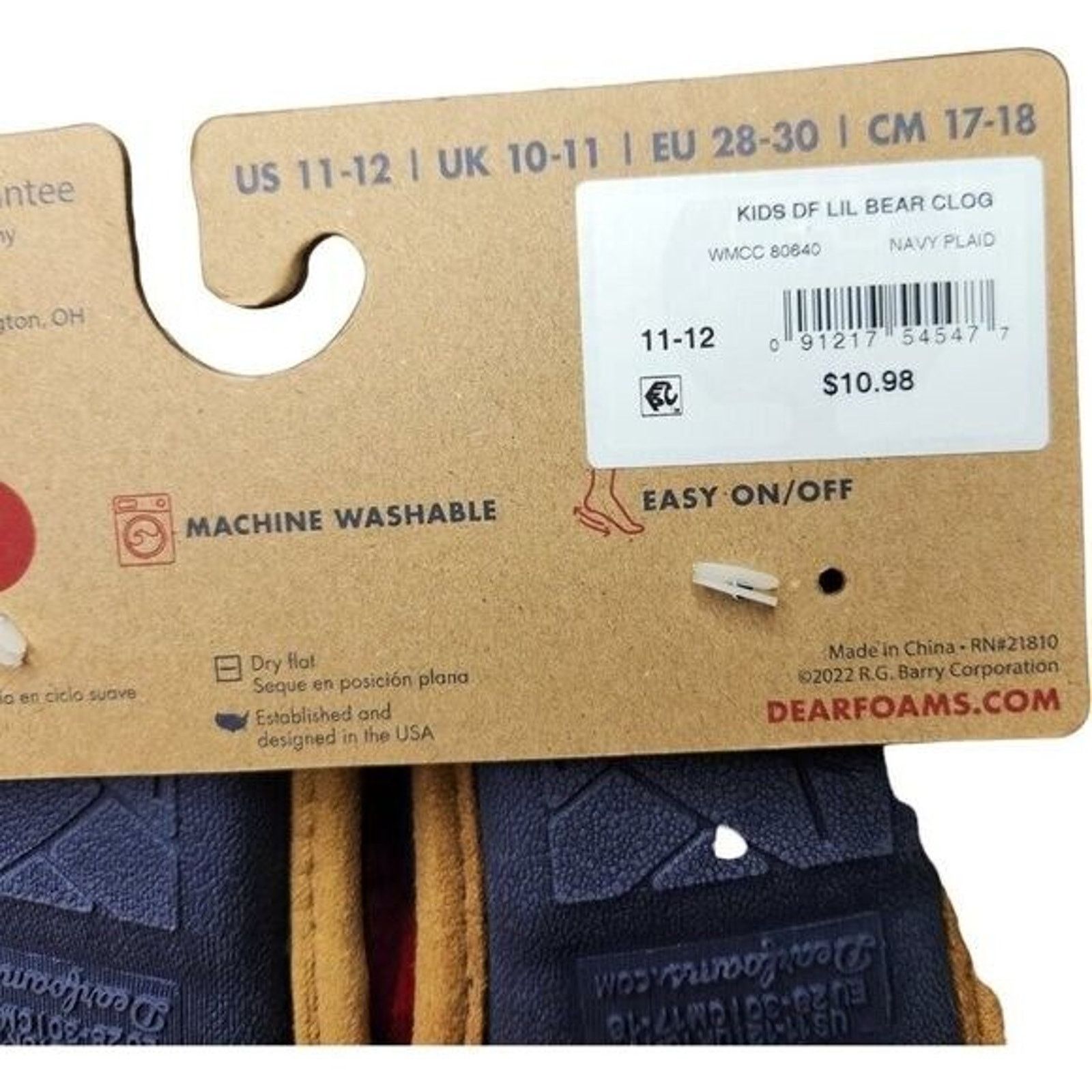 Other Dearfoam Childrens 'Lil Bear' Slippers 11/12 Red Blue Plaid Size US 11 / IT 41 - 7 Thumbnail