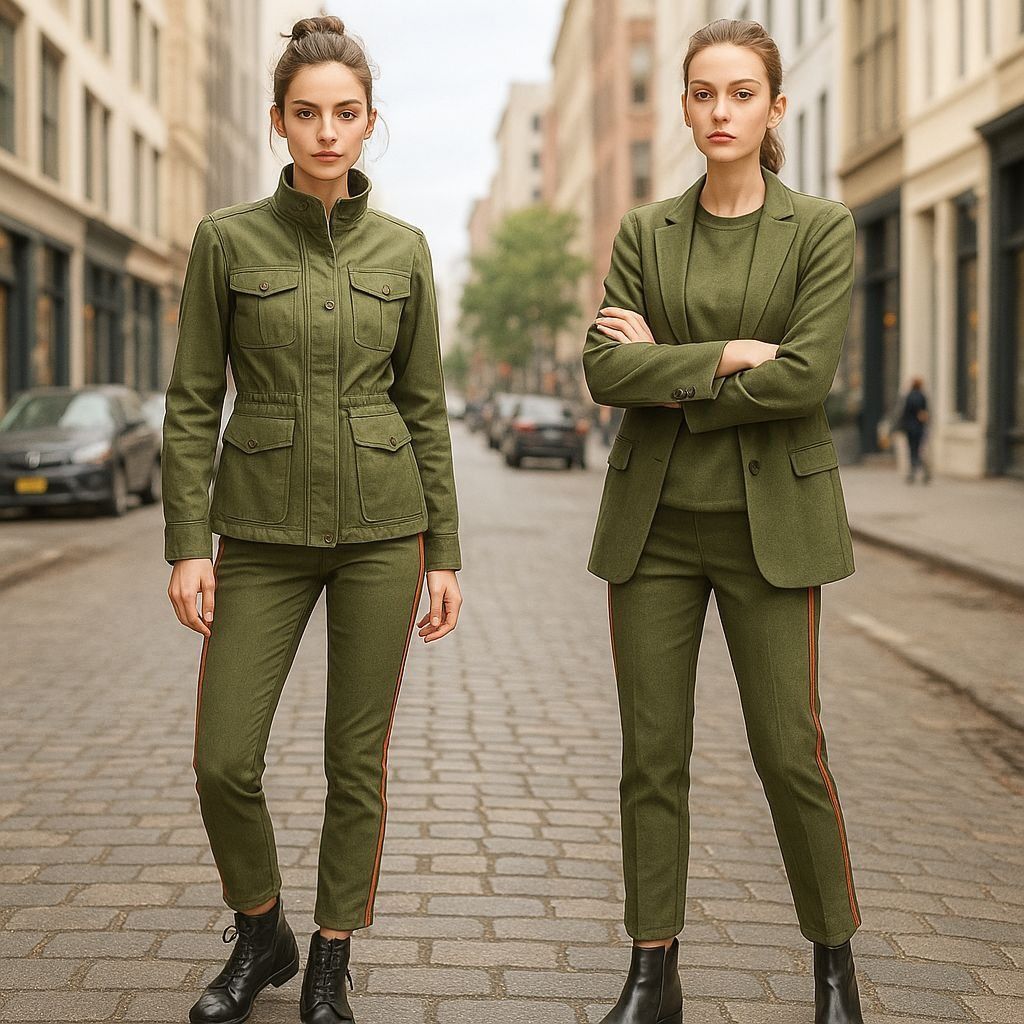 Nili Lotan Nili Lotan Women Olive Stripe Pant M Utility Tailored Parisi Size 28" / US 6 / IT 42 - 2 Thumbnail