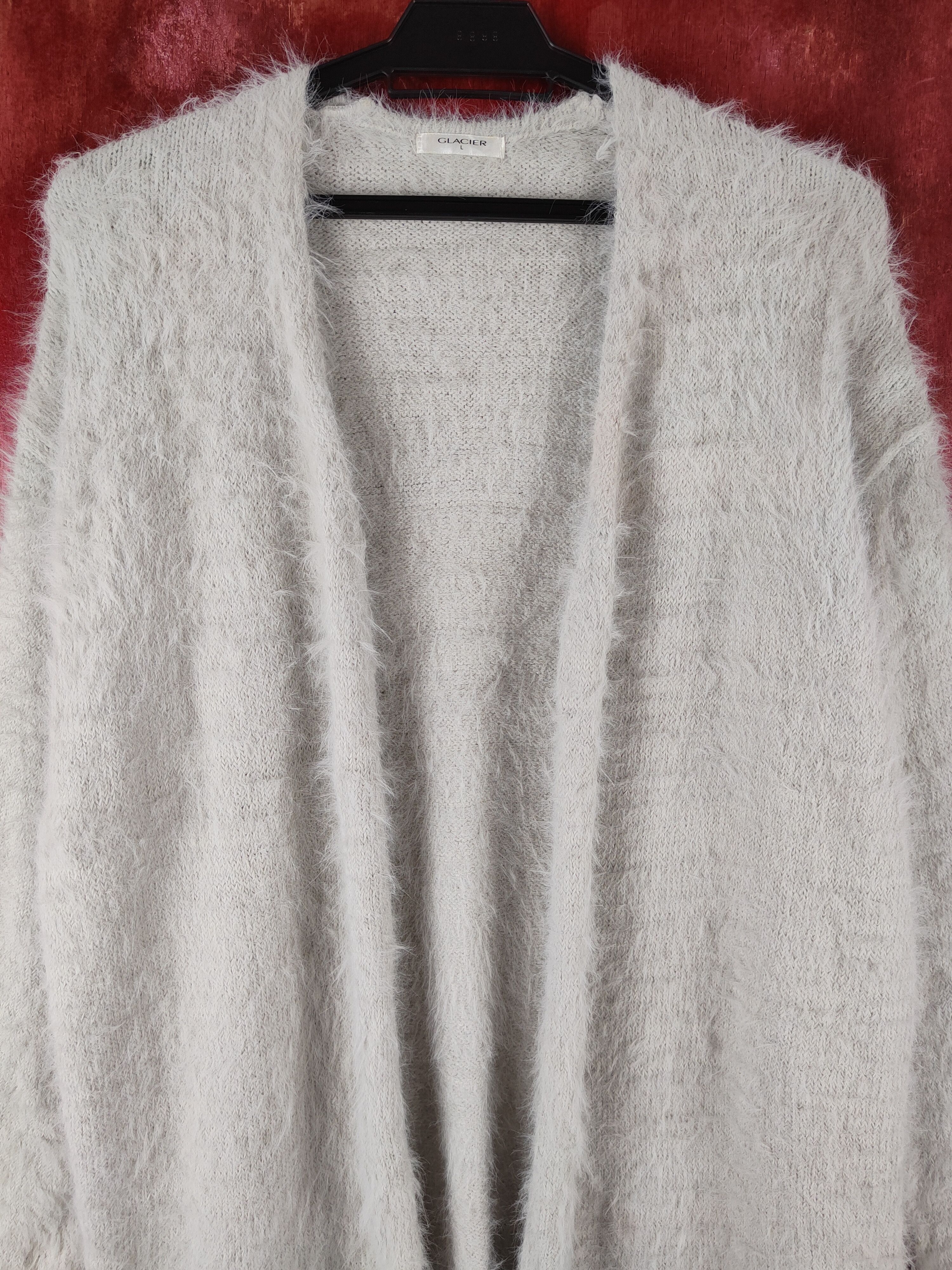 Vintage Glacier Light Gray Fur Mohair Knitwear Cardigan Size L / US 10 / IT 46 - 2 Thumbnail