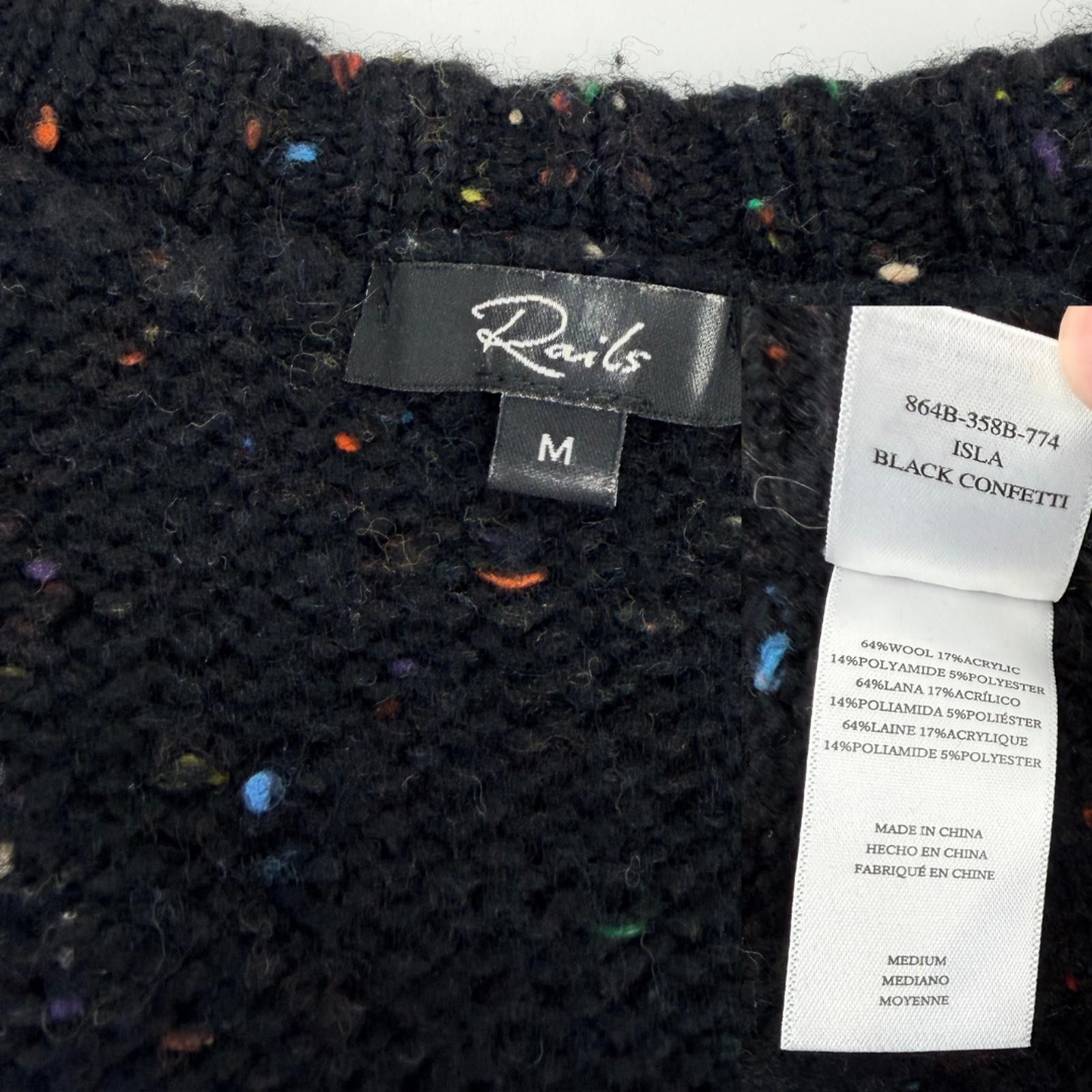Rails Rails Cardigan Isla Puff Sleeve Wool Confetti Black M Size M / US 6-8 / IT 42-44 - 5 Thumbnail