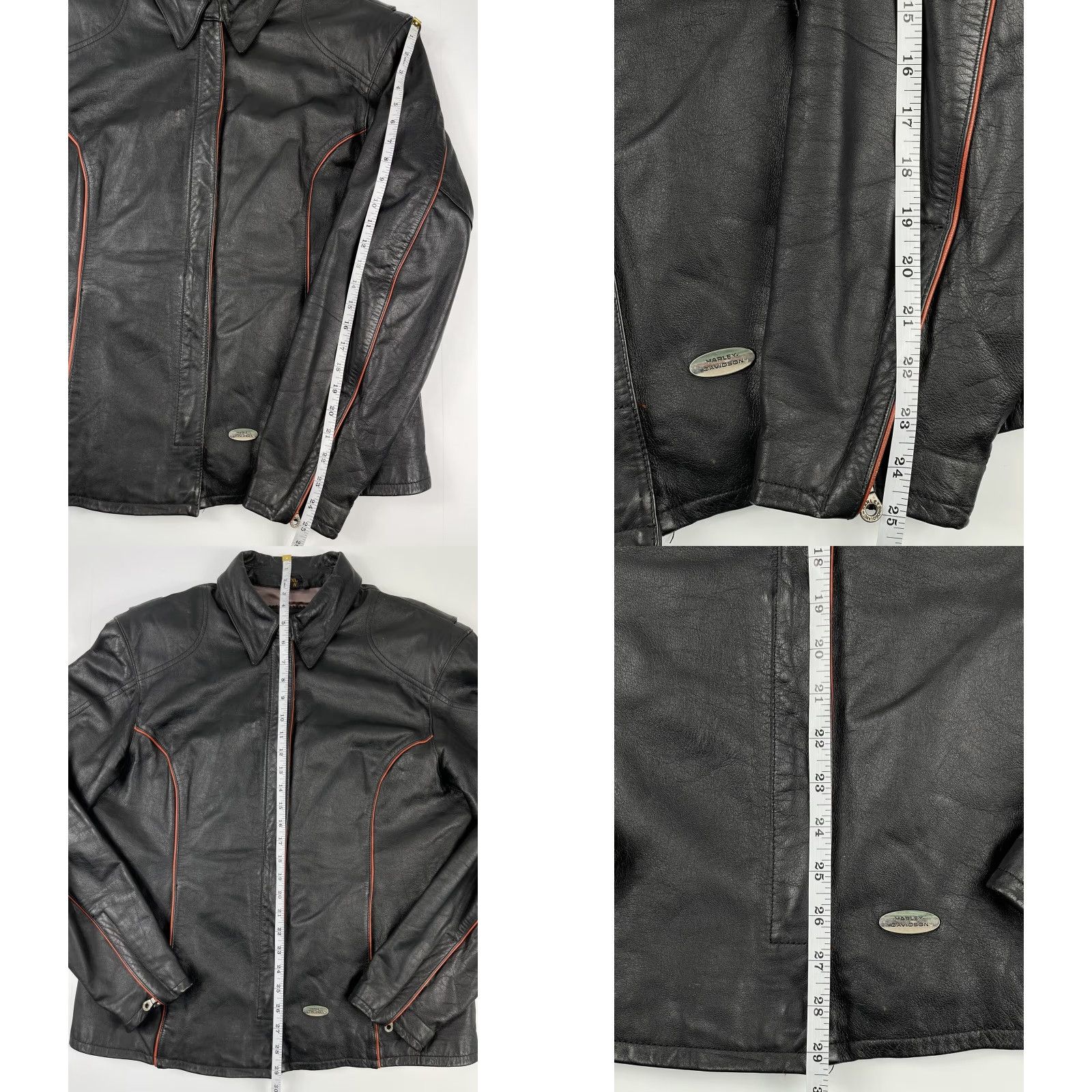 Harley Davidson VINTAGE Harley-Davidson Womens Jacket XL Leather 90s Classic Cruiser Embroidered Black Zip Pockets Inner Lining Polyester Wind-Resistant Size XL / US 12-14 / IT 48-50 - 8 Thumbnail