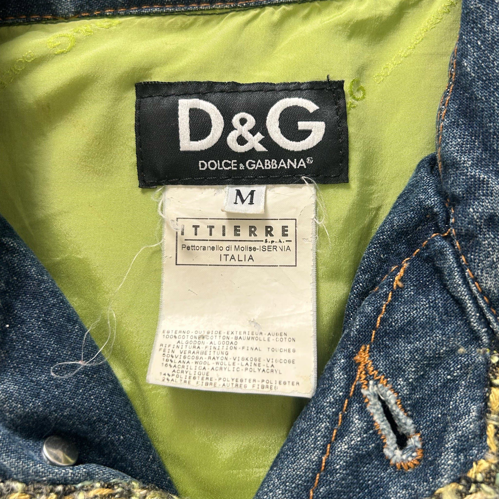 Dolce & Gabbana Dolce & Gabbana Tweed Fringed Denim Jacket Size US S / EU 44-46 / 1 - 5 Thumbnail