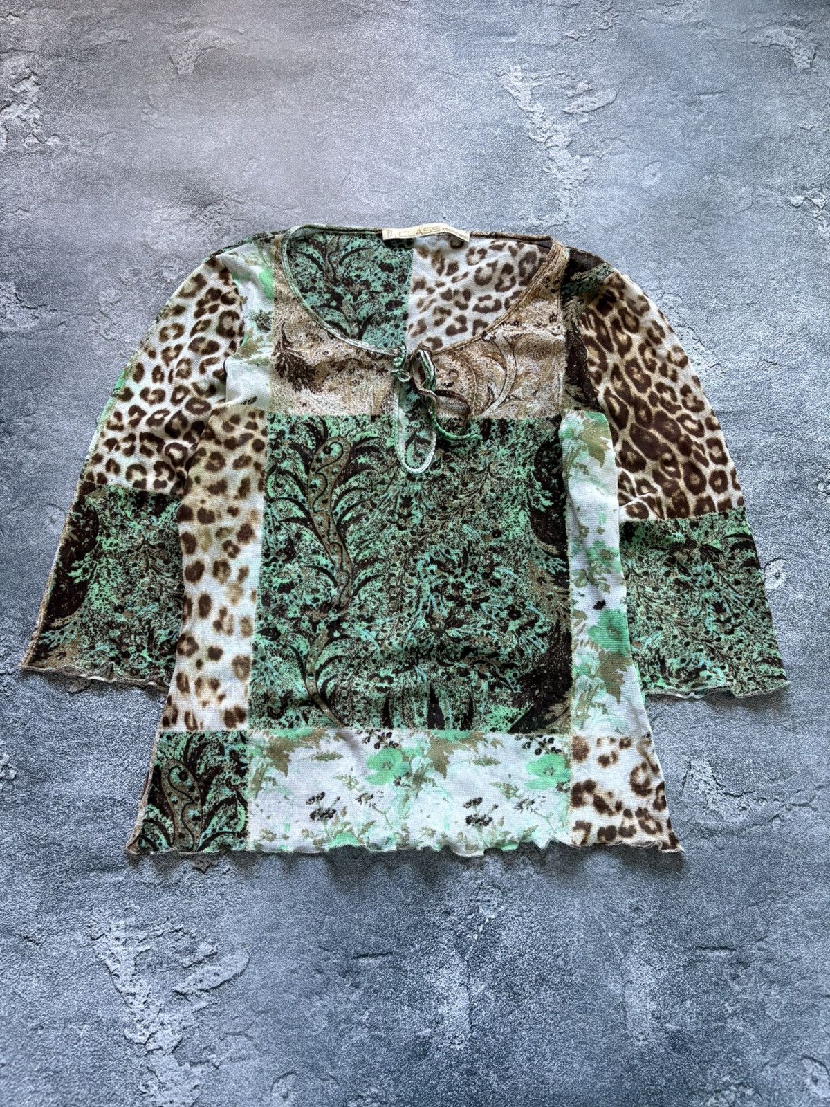 Roberto Cavalli Class Roberto Cavalli Abstract Leopard Floral Print Mesh Top Size S / US 4 / IT 40 - 2 Thumbnail