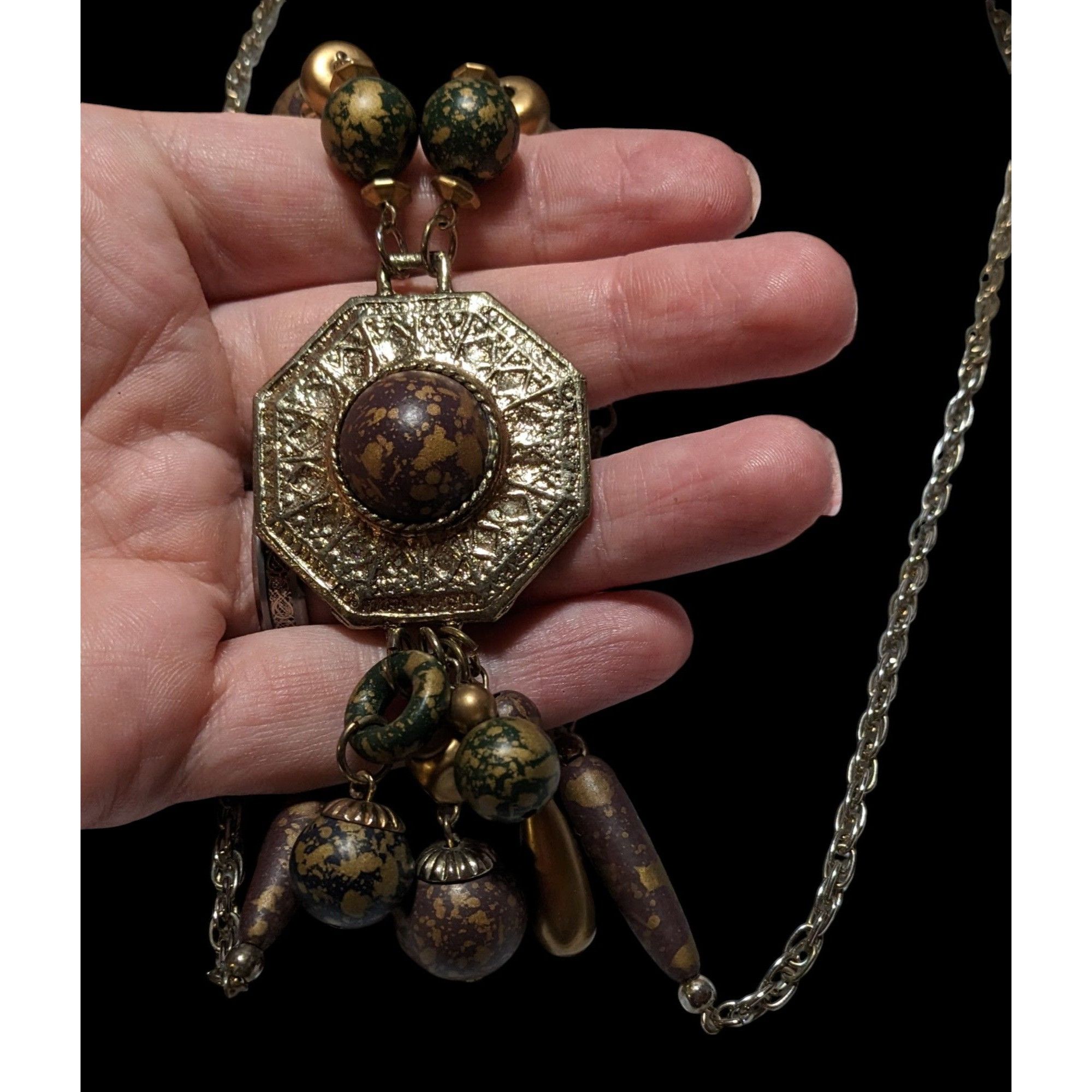 Other Vintage 80s Bohemian Metallic Beaded Tassel Necklace Size ONE SIZE - 3 Thumbnail