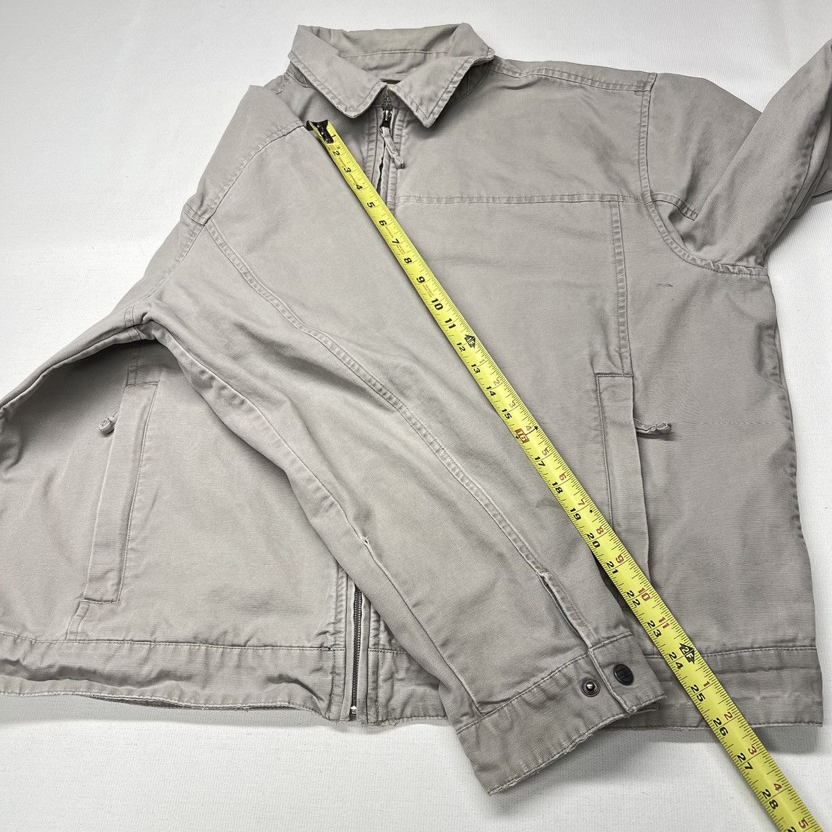 VTG LL Bean Jacket Beige Bomber Chore Canvas Full Zip