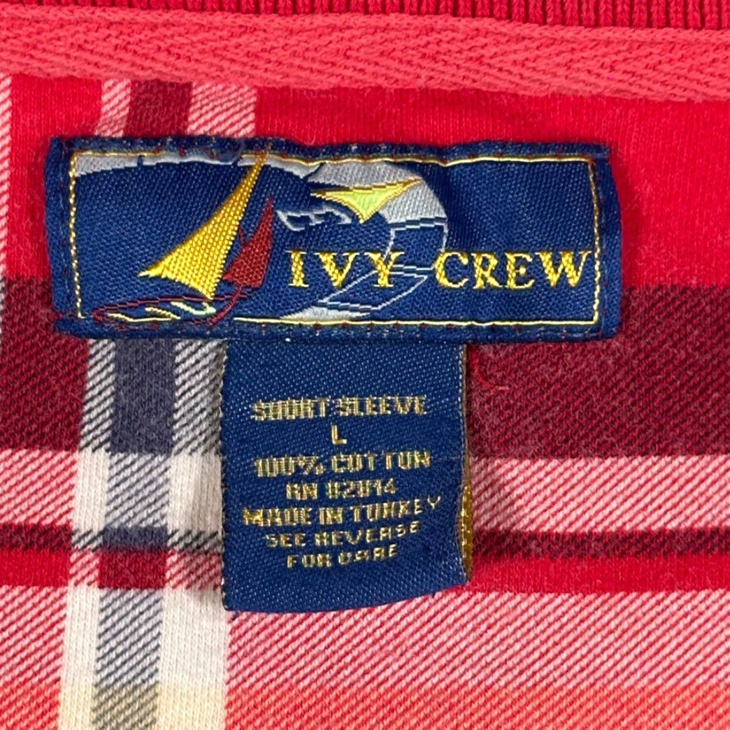 Vintage VINTAGE Ivy Crew Polo Shirt Men's LARGE Red Plaid Sailing Nautical 90s Shirt Size US L / EU 52-54 / 3 - 4 Thumbnail