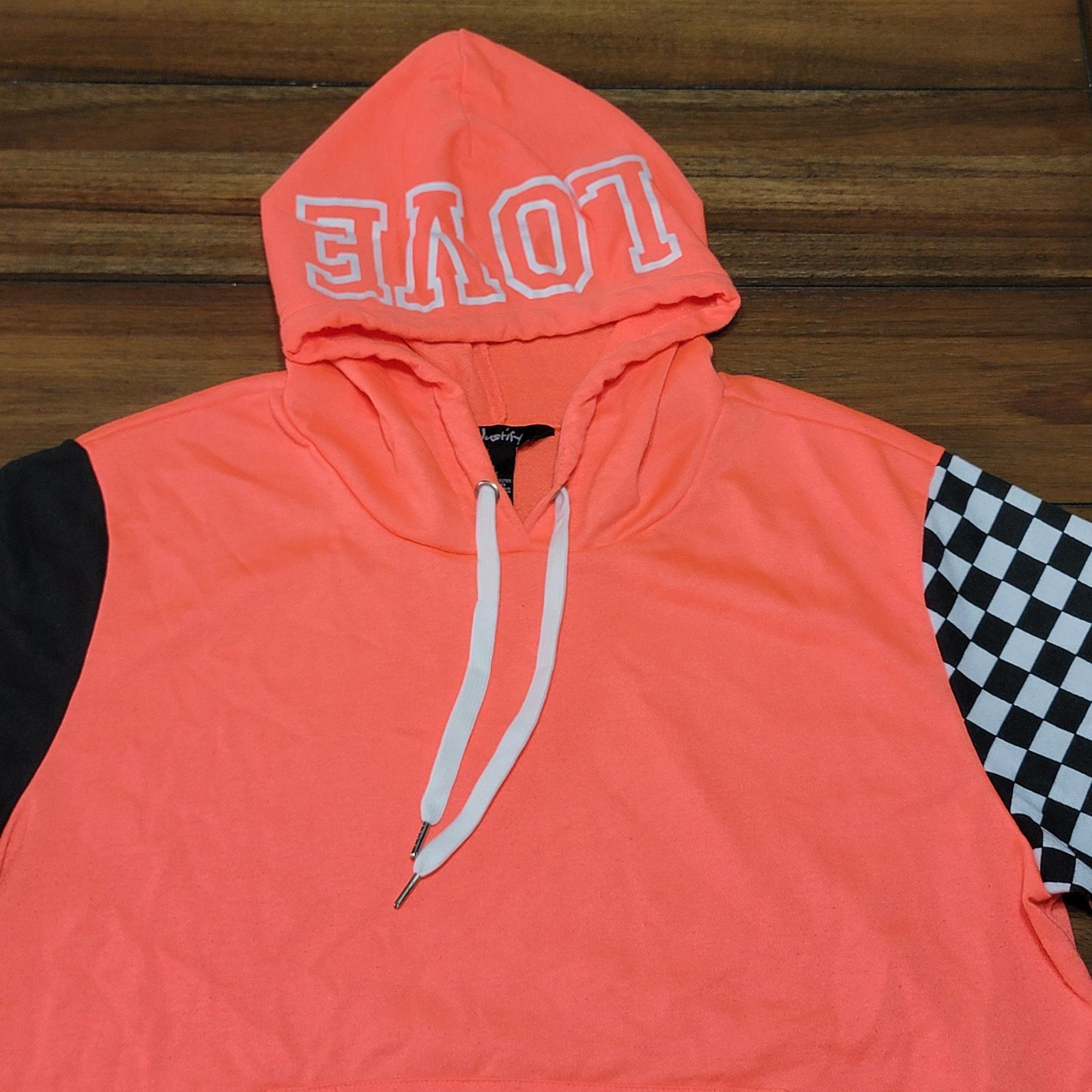Other Justify LS Neon Orange Pullover Hoodie "86 Love" - Size 1X Size XL / US 12-14 / IT 48-50 - 2 Thumbnail