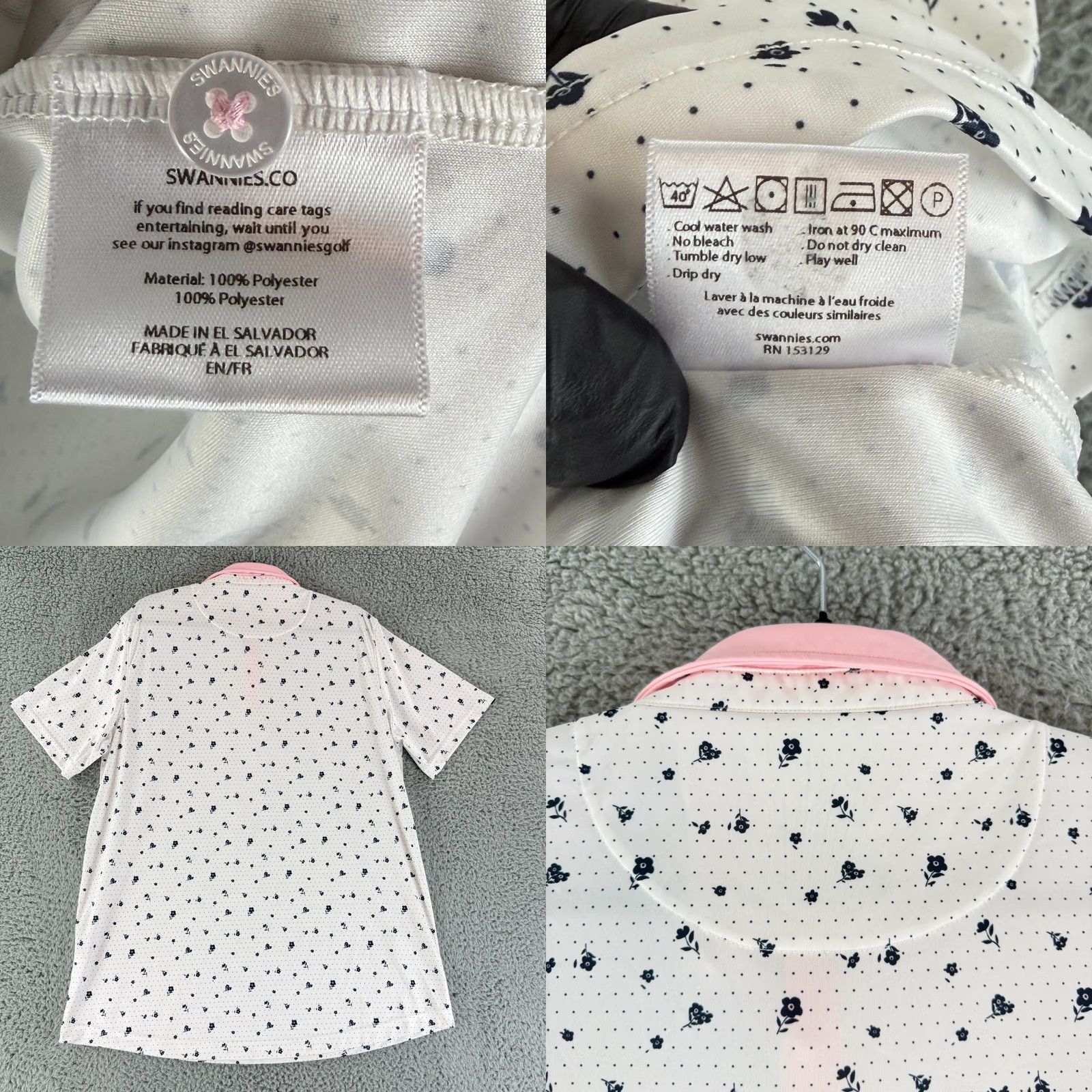 Vintage Swannies Adler Golf Polo Shirt Mens X Large White Floral Performance Casual Size US XL / EU 56 / 4 - 8 Thumbnail