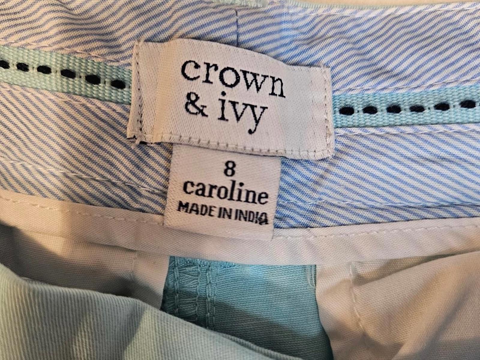 Designer Crown & Ivy Light Teal Caroline Shorts for Women #522 Size 30" / US 8 / IT 44 - 5 Thumbnail