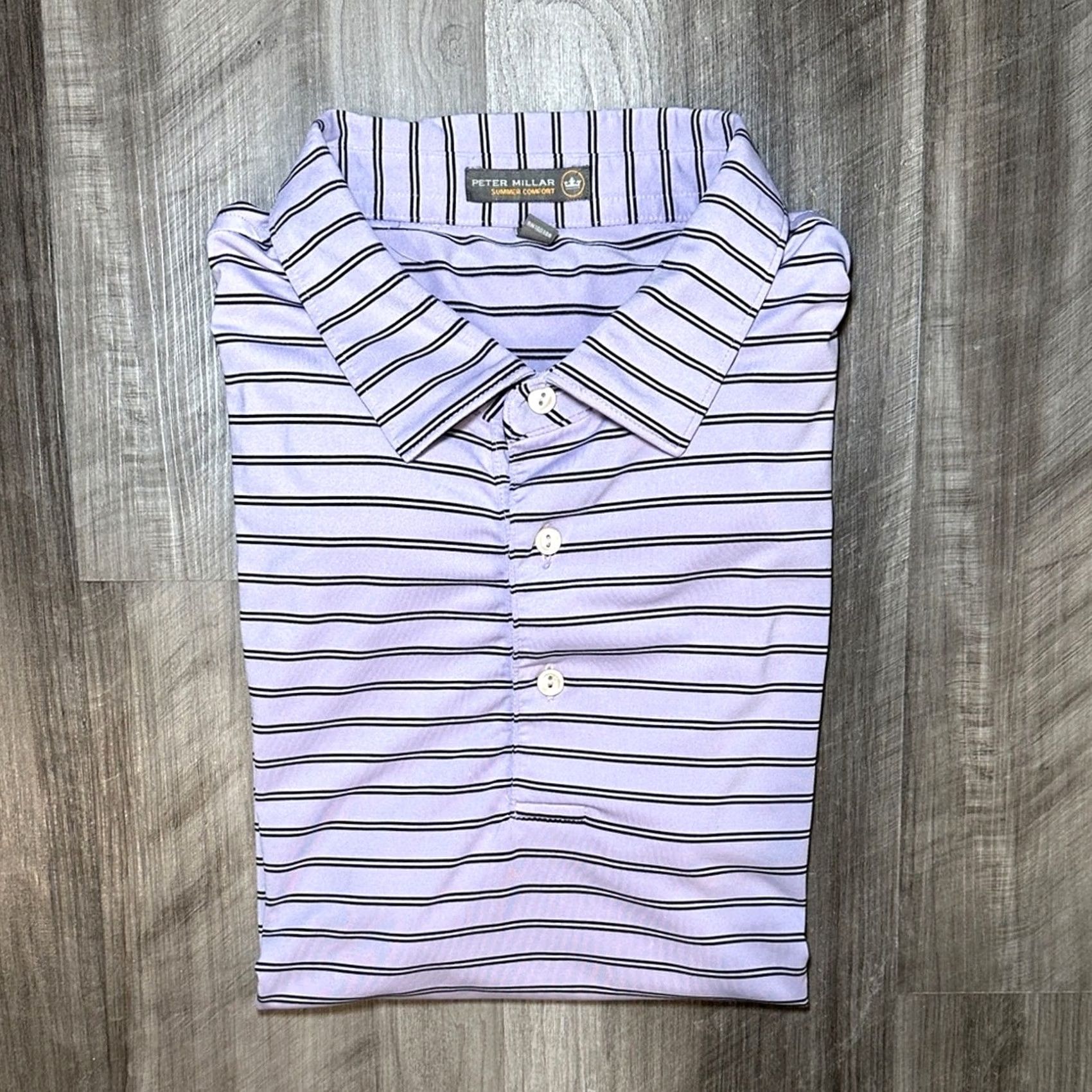 Peter Millar Peter Millar Summer Comfort Striped Desert Springs Golf Polo XL Men Purple Stripes Size US XL / EU 56 / 4 - 2 Thumbnail