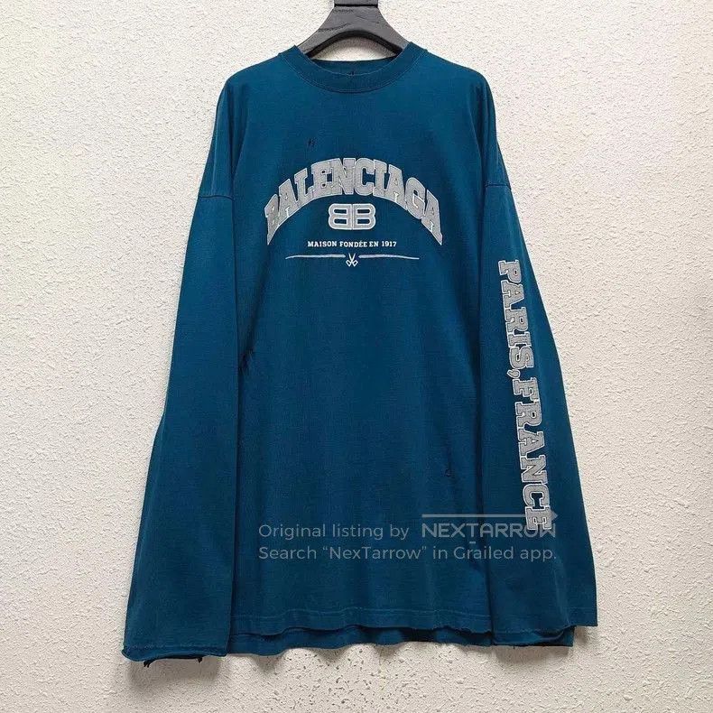 Balenciaga Balenciaga Distressed Logo Longsleeve. Size US M / EU 48-50 / 2 - 1 Thumbnail