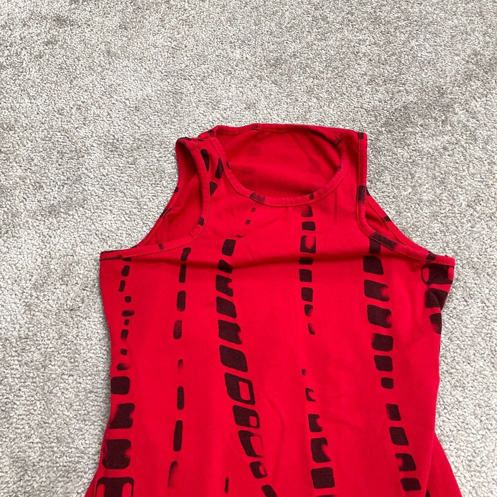 Vintage Unbranded Maxi Dress Womens Medium Red Black Patterned Stretch Sleeveless Size M / US 6-8 / IT 42-44 - 3 Thumbnail