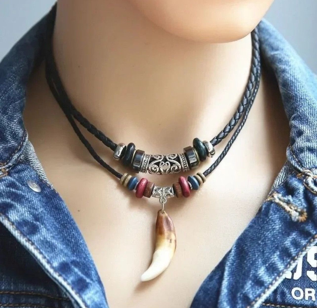 Japanese Brand × Vintage Multi Layered Vintage Wolf Fang Design Adjustable Necklace Size ONE SIZE - 4 Thumbnail