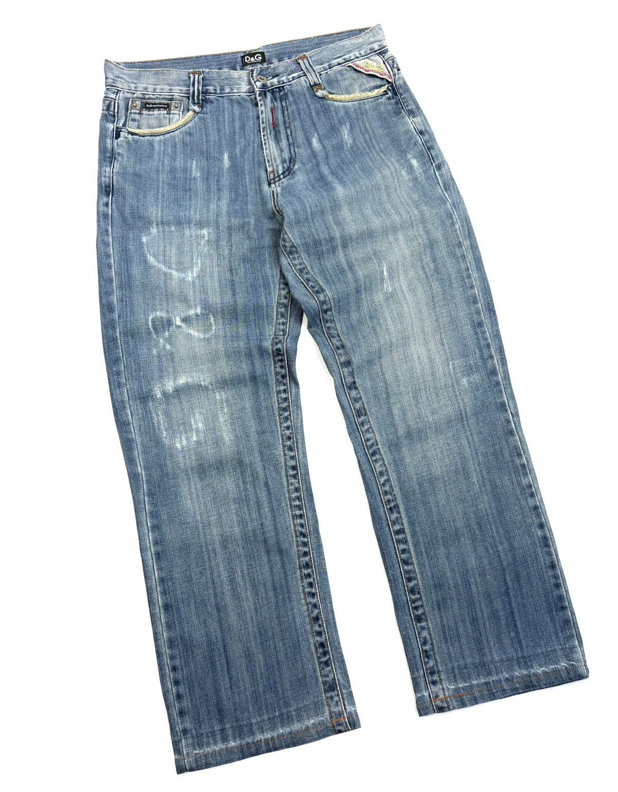 Dolce & Gabbana 00s Dolce & Gabbana Vintage Distressed Logo Jeans Blue Italy Size 34" / US 12 / IT 48 - 3 Thumbnail