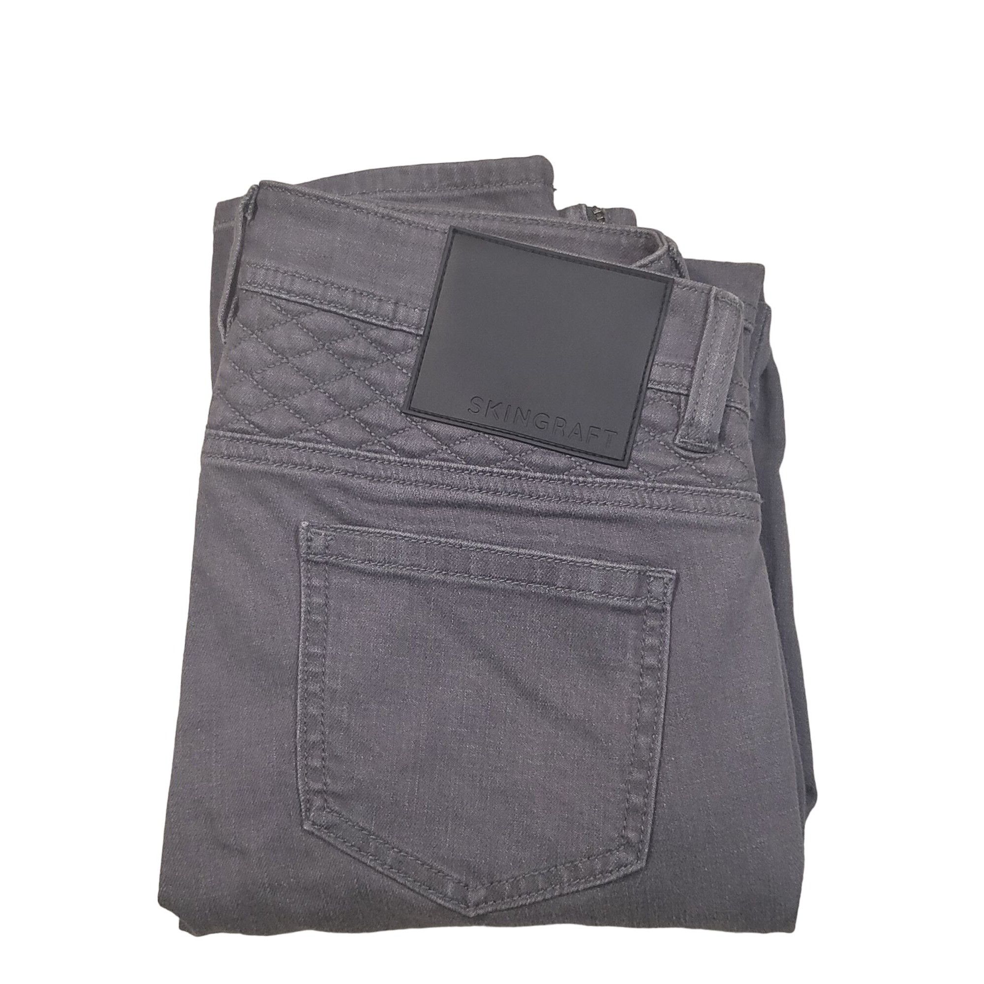 SKINGRAFT Skingraft Moto Jeans Women Sz 27 Charcoal Gray Straight Leg Size 27" / US 4 / IT 40 - 2 Thumbnail