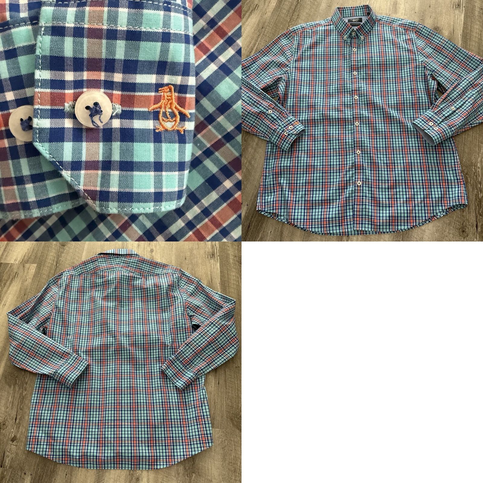 Original Penguin Original Penguin Shirt Mens 16.5 32/33 Blue Heritage Slim Fit Plaid Button Up Size US XL / EU 56 / 4 - 8 Thumbnail