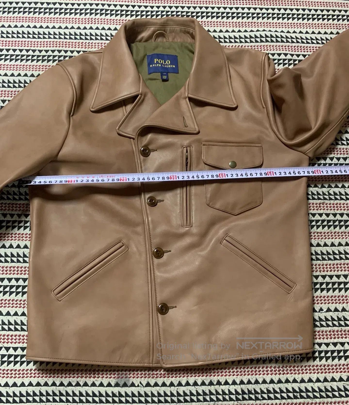 Polo Ralph Lauren beige leather motorcycle jacket by POLO. Size US L / EU 52-54 / 3 - 8 Thumbnail