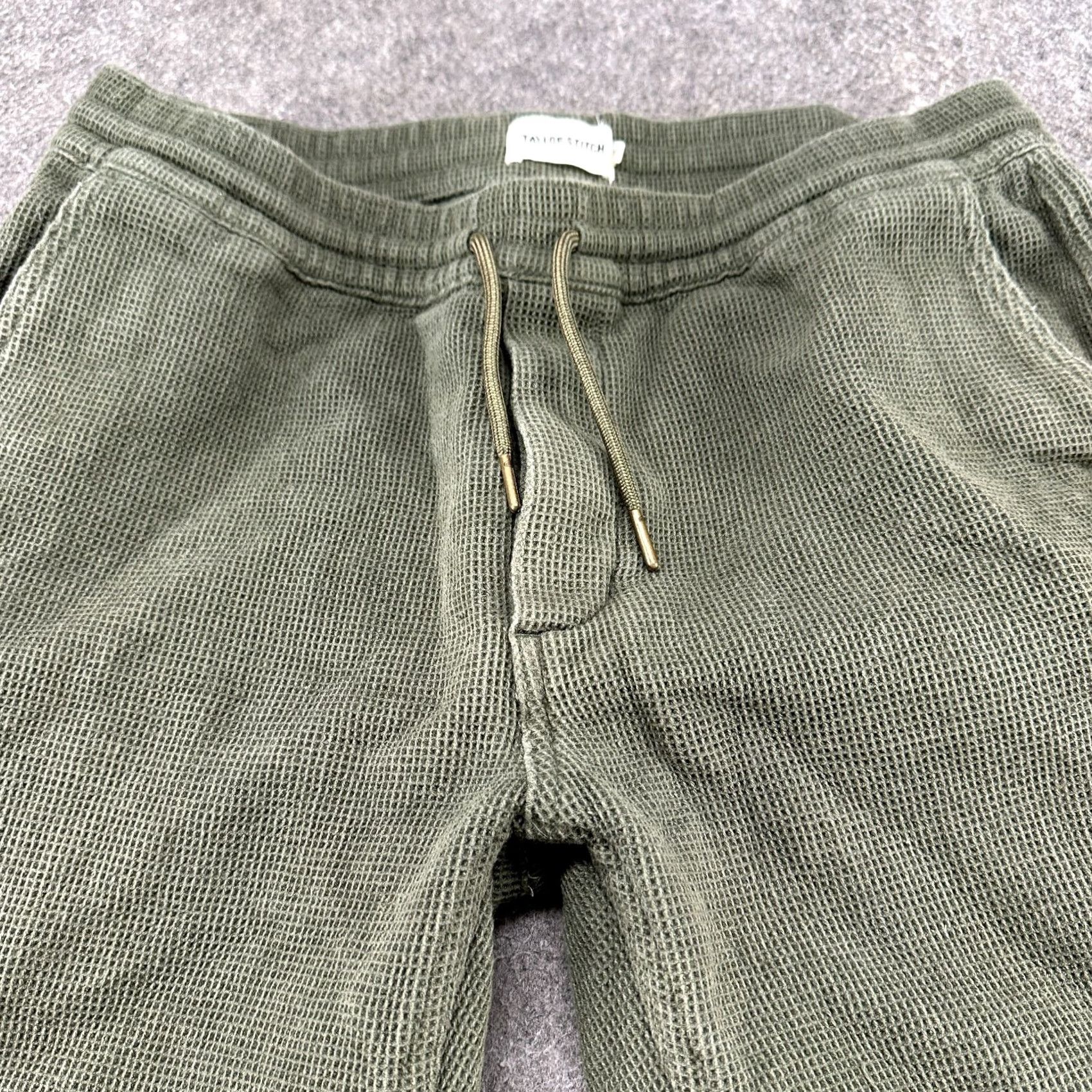Taylor Stitch Taylor Stitch Pants Mens M Green Jogger Apres Thermal Waffle Knit Cotton Heavy Sports 90s Athleisure Tapered Inseam 27 Pockets Size US 31 - 2 Thumbnail
