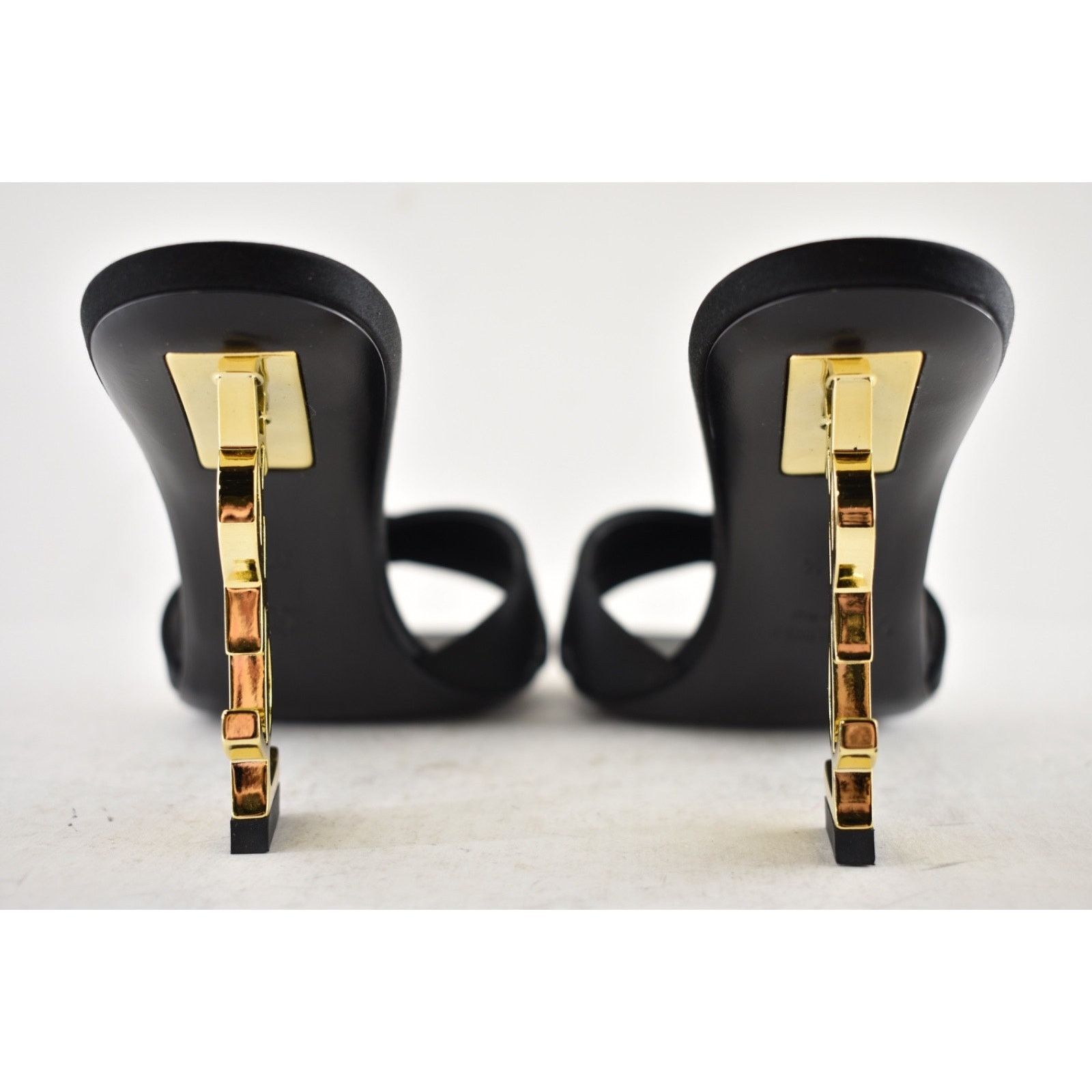 Yves Saint Laurent Saint Laurent Opyum 85 Sandal Black Satin Gold YSL Heel Size US 6 / IT 36 - 16 Thumbnail