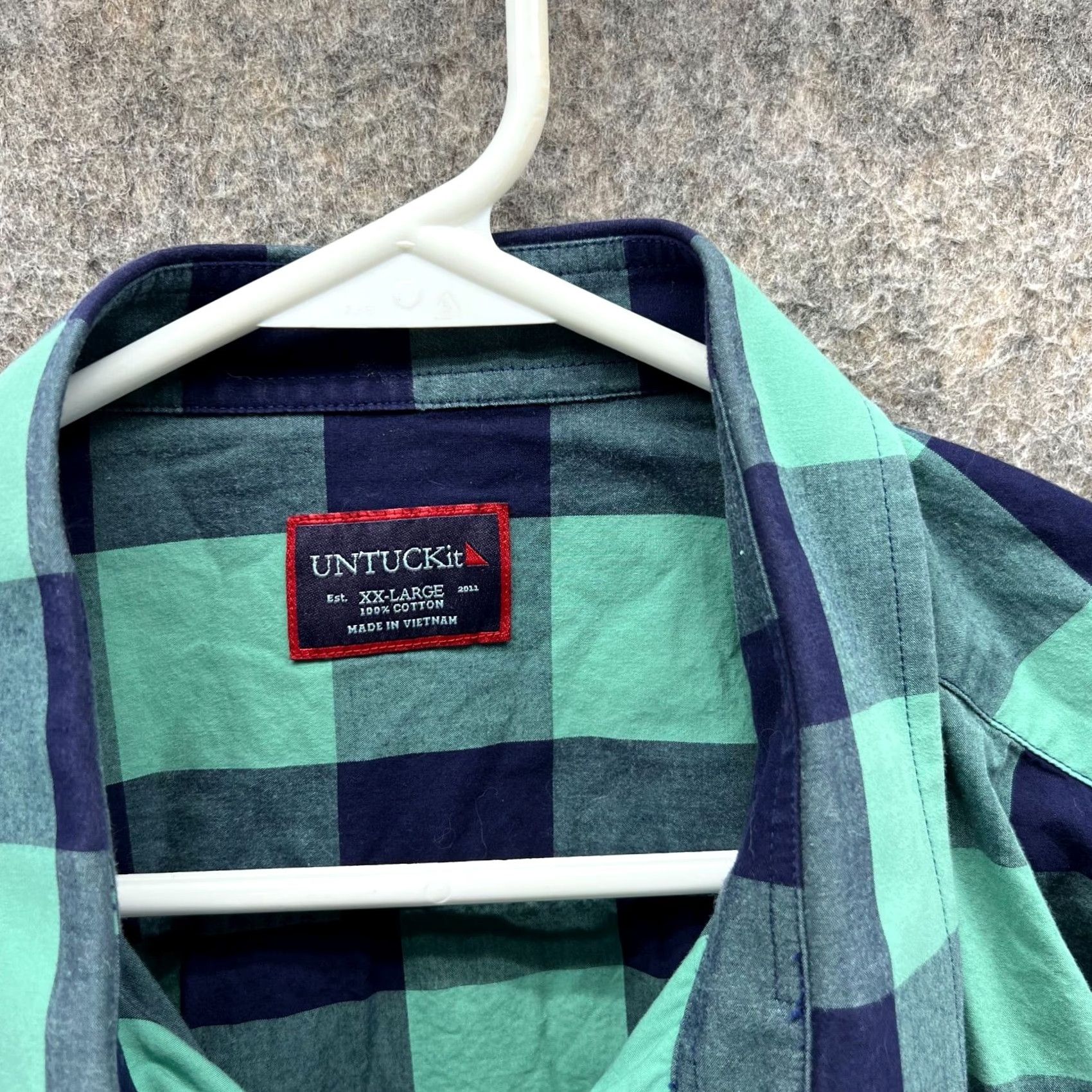 UNTUCKit VINTAGE UNTUCKit Shirt Mens XXL Green Blue Button Down Buffalo Plaid Preppy Bonarda Size US XXL / EU 58 / 5 - 2 Thumbnail