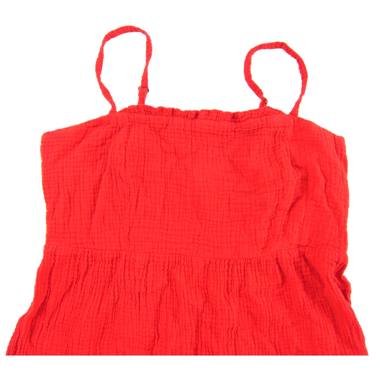 Vintage Knox Rose 100% Cotton Gauze Red Long Maxi Tank Slip Sun Dress Large Size L / US 10 / IT 46 - 4 Thumbnail