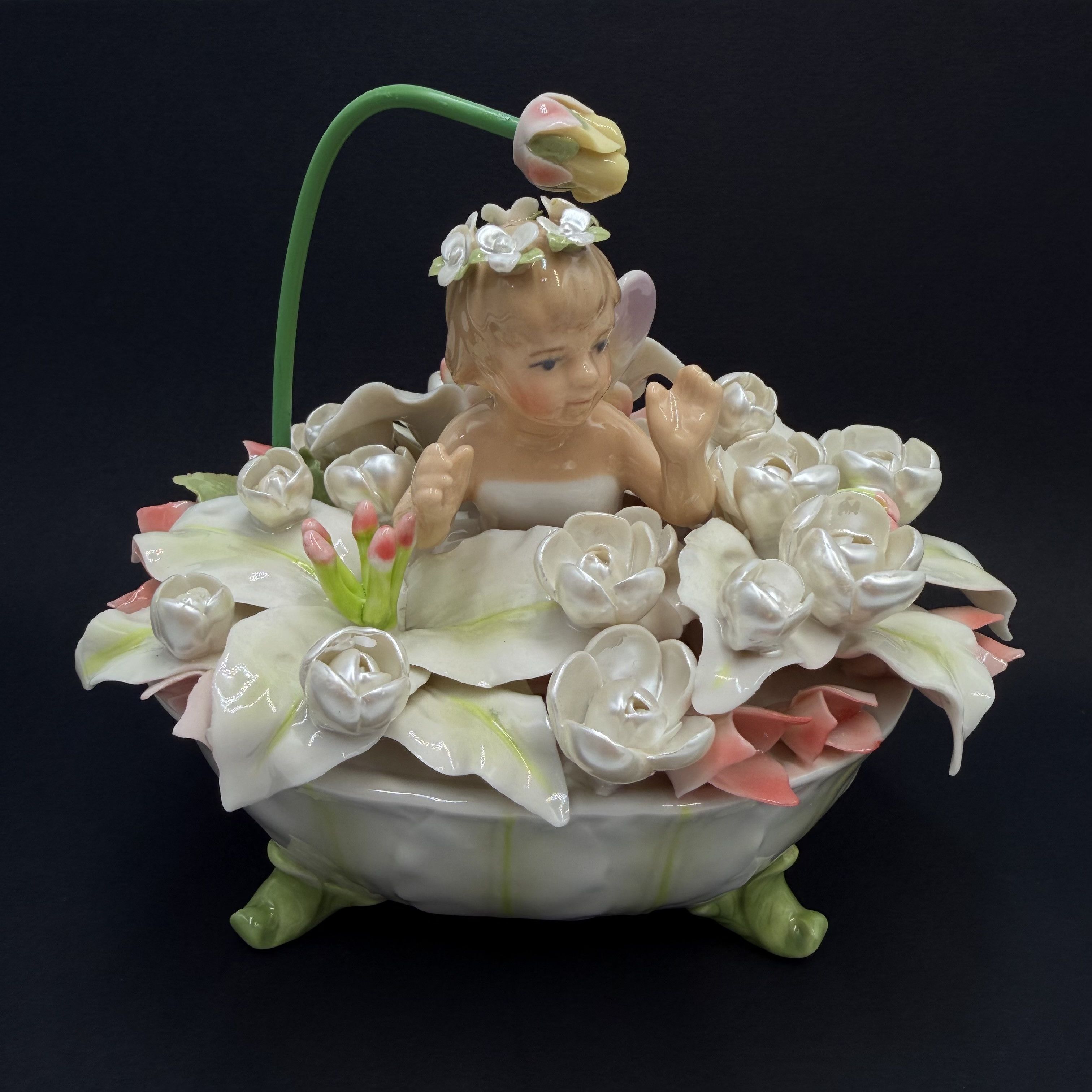 Vintage Pavone Musical Fairy Porcelain Flower Bath Music Box Size ONE SIZE - 11 Thumbnail