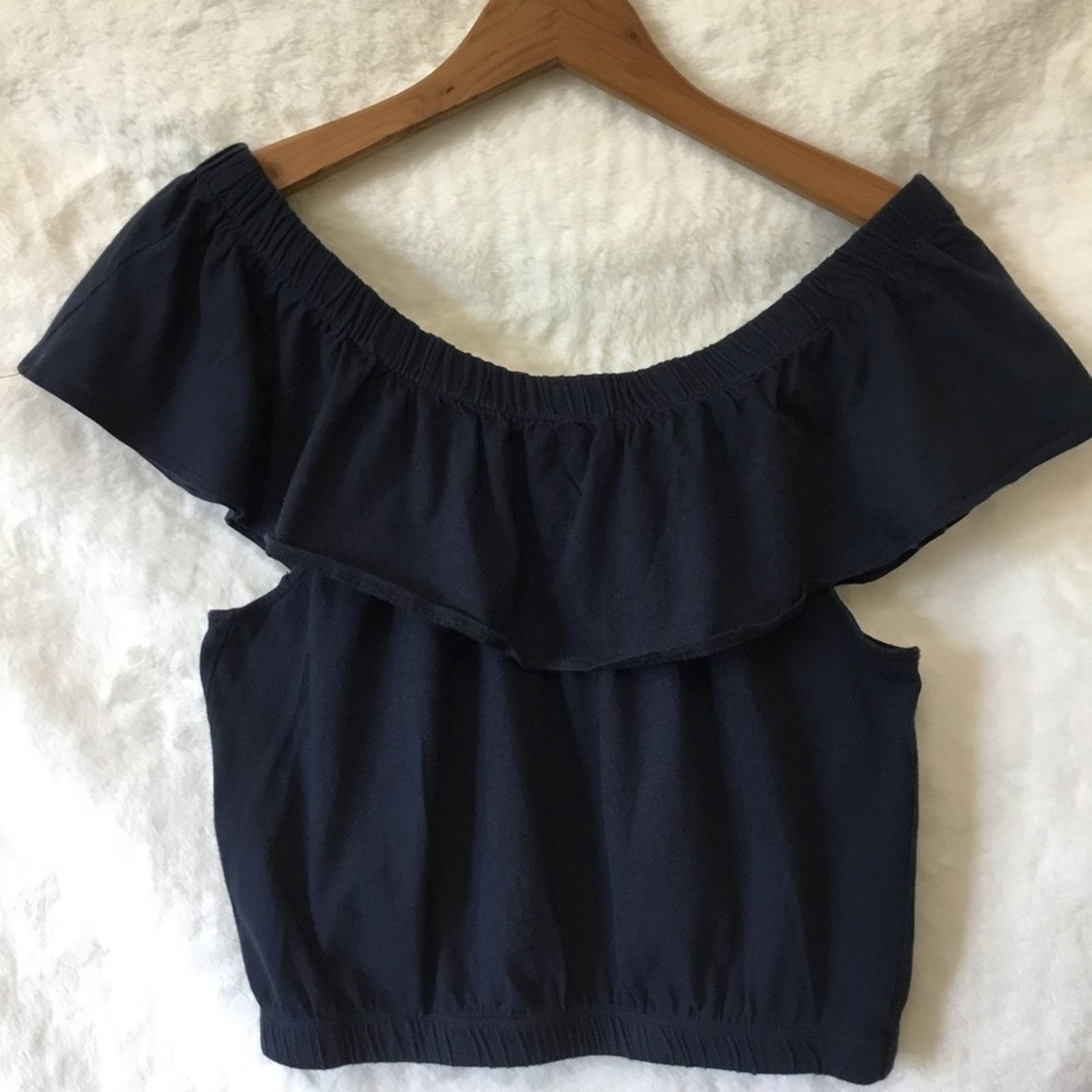 Zara Zara Navy Blue Shoulder Crop Top Size S / US 4 / IT 40 - 8 Thumbnail