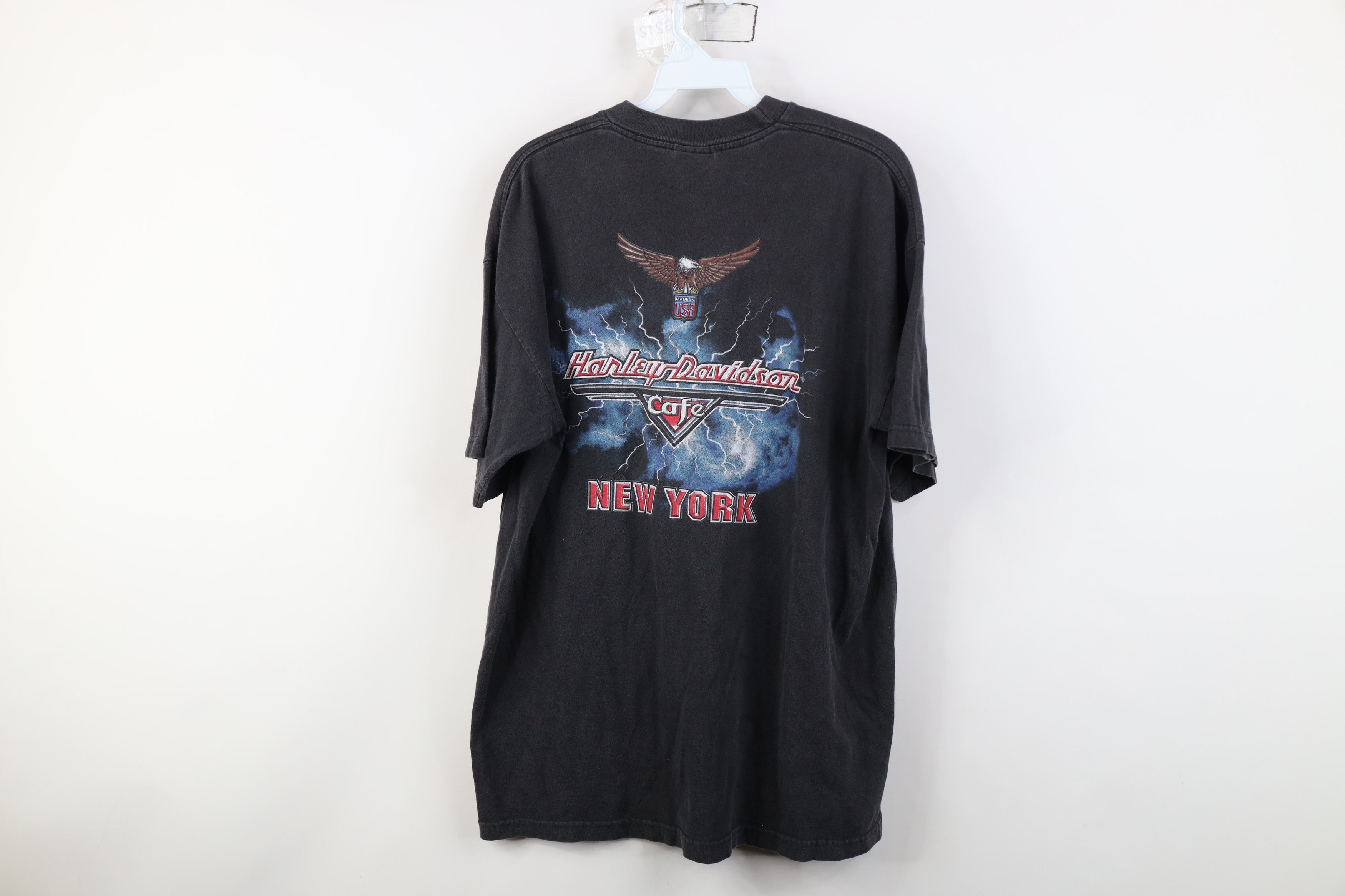 Harley Davidson Vintage 90s Harley Davidson Cafe New York Lightning T-Shirt Size US L / EU 52-54 / 3 - 13 Thumbnail