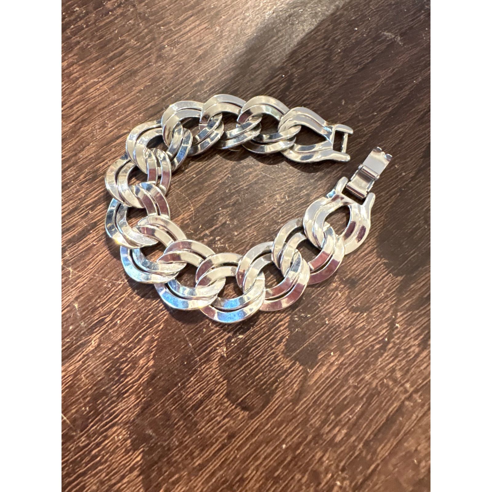Monet Vintage Monet Silver Tone Chunky Bracelet 6.75 Inch Signed Size ONE SIZE - 5 Thumbnail