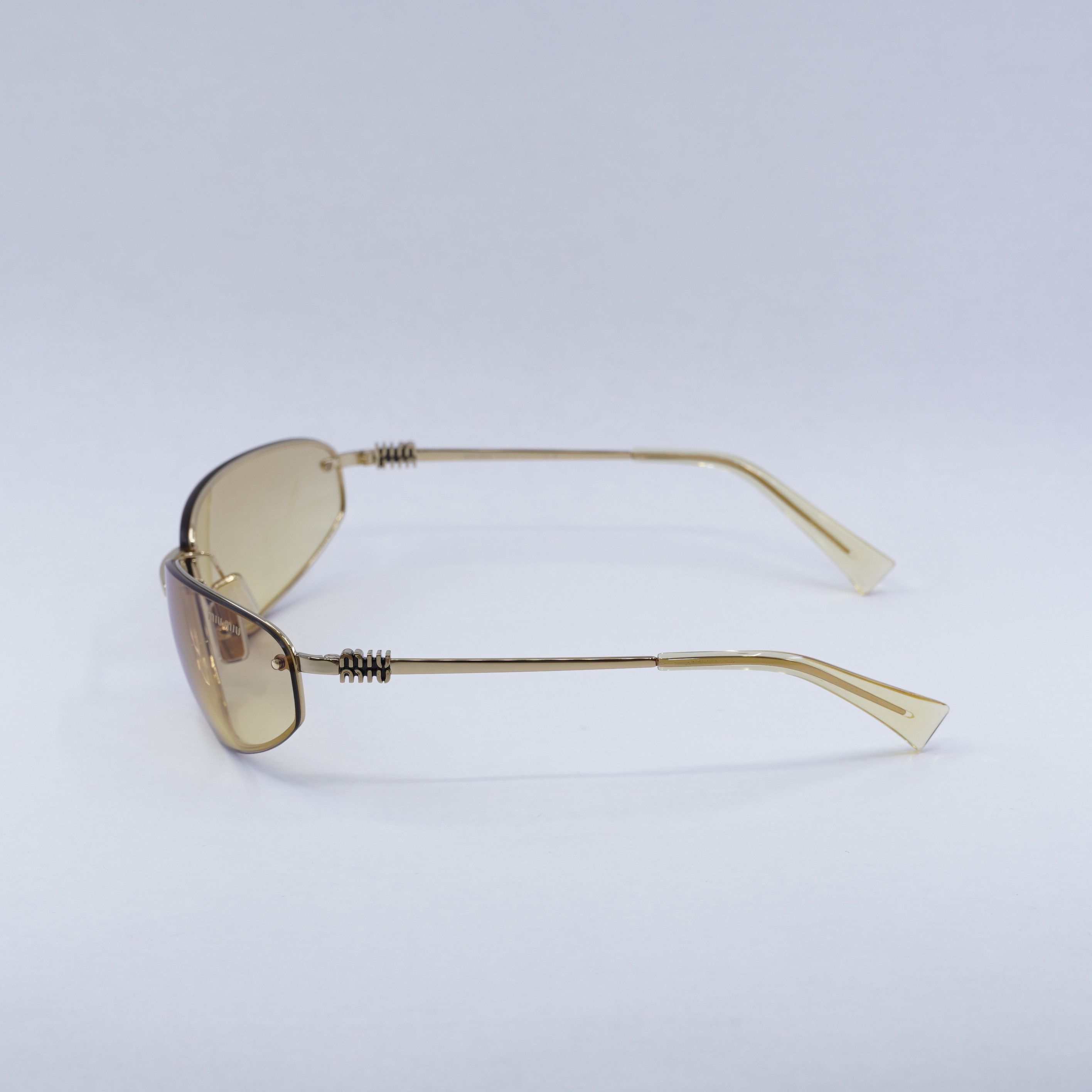 Miu Miu Miu Miu MUA50S 5AK7R1 Sunglasses Gold Rectangle Frame Size ONE SIZE - 4 Thumbnail