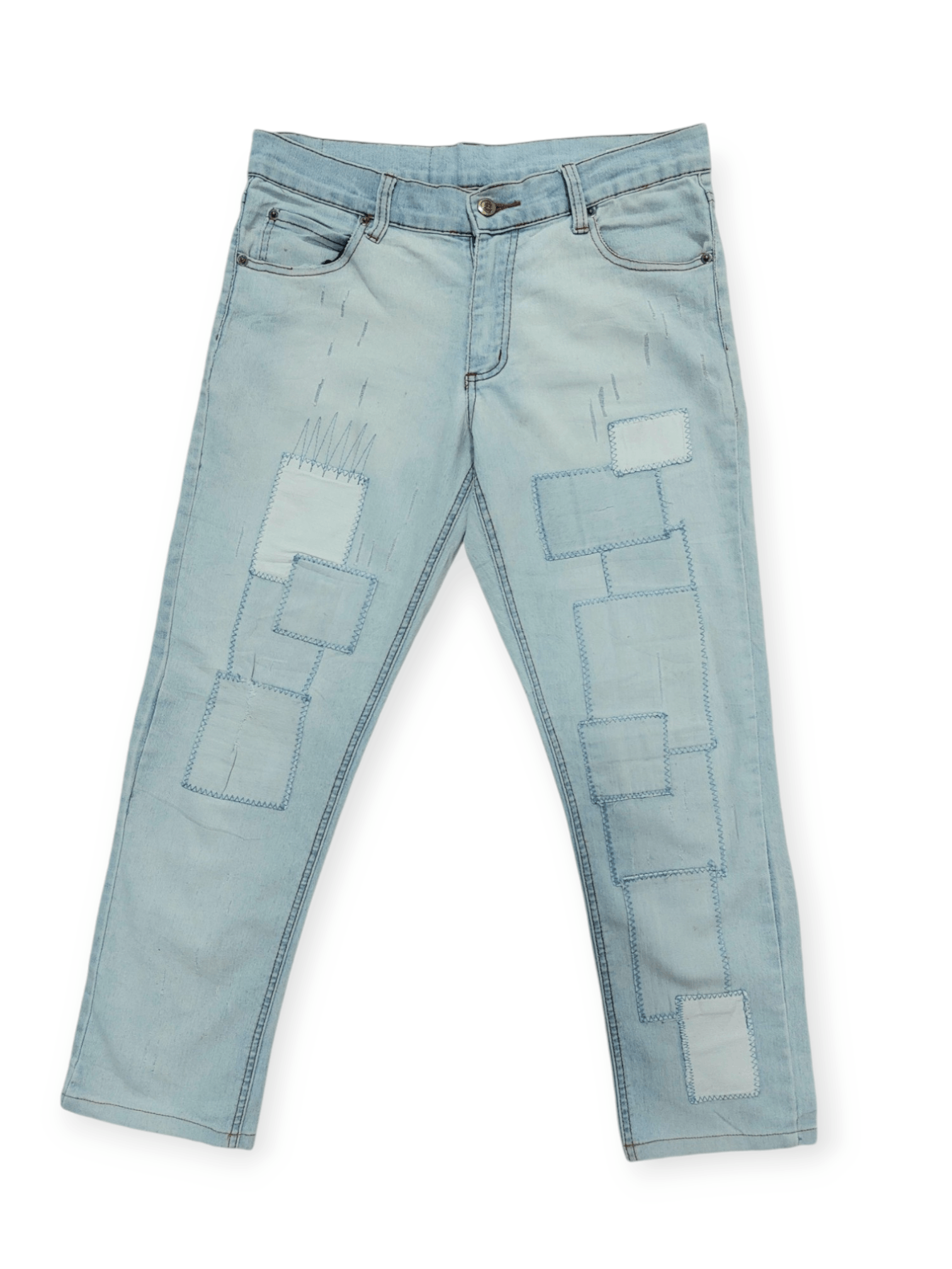 Cheap Monday Tartan Stitch Patchwork Thin Jeans