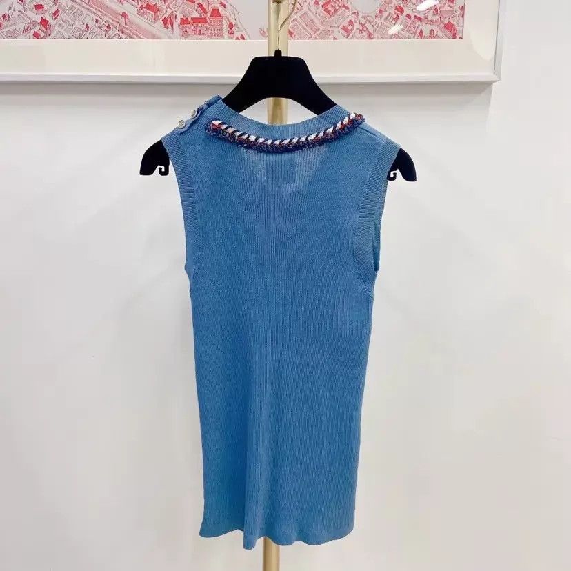 Chanel Chanel blue sleeveless top F40 Size M / US 6-8 / IT 42-44 - 2 Thumbnail