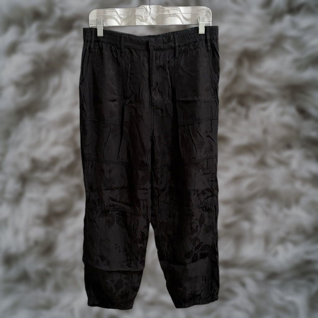 Anthropologie Anthropologie Pants Joggers Womens Small Black Floral Jacquard Embossed Utility Size 28" / US 6 / IT 42 - 1 Thumbnail