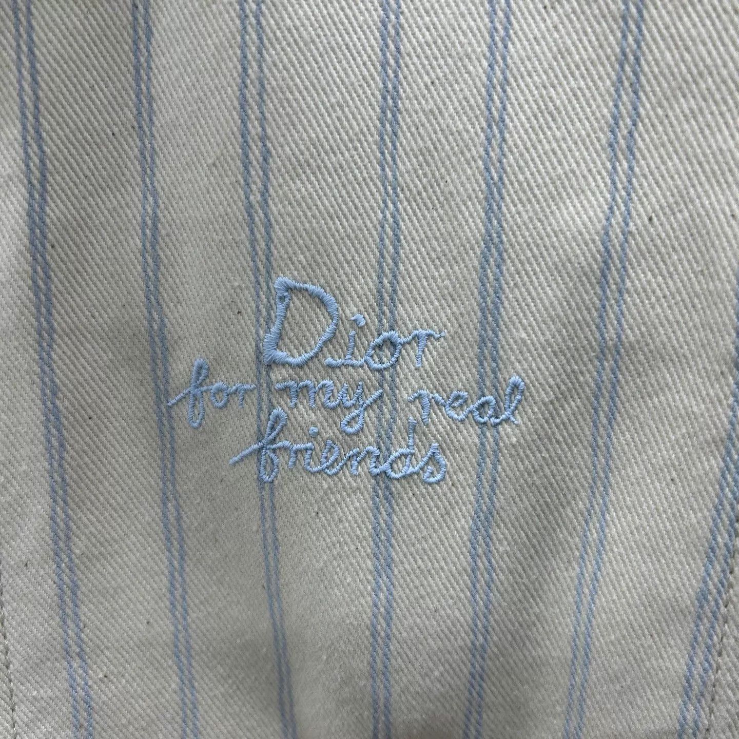 Dior Dior 25 NWT Cream Embroidered Slogan Striped Denim Jacket 52 Size US L / EU 52-54 / 3 - 3 Thumbnail