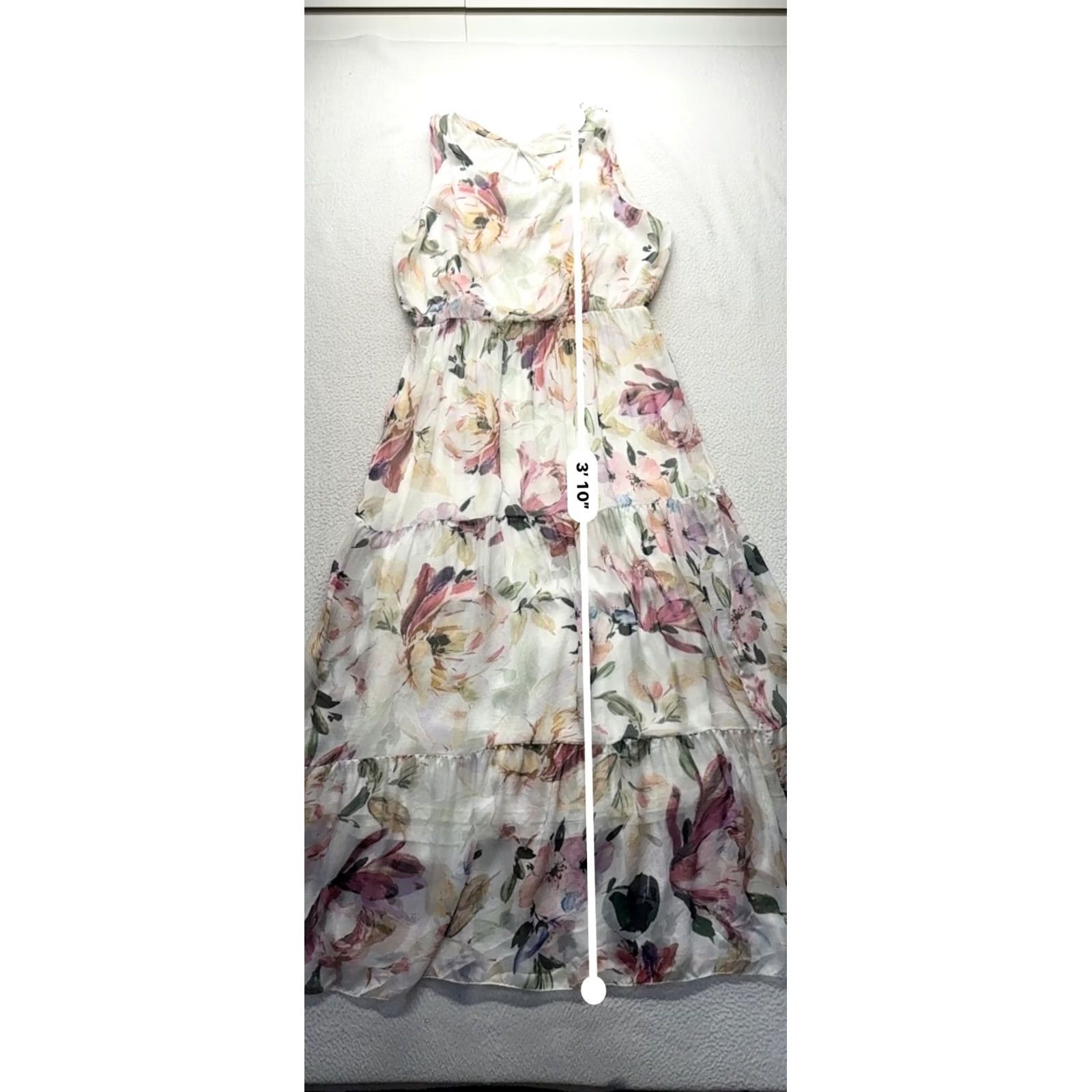 Vintage Lara Guidotti Floral Maxi Dress - Tiered Ruffle Silk & Viscose Size L / US 10 / IT 46 - 6 Thumbnail