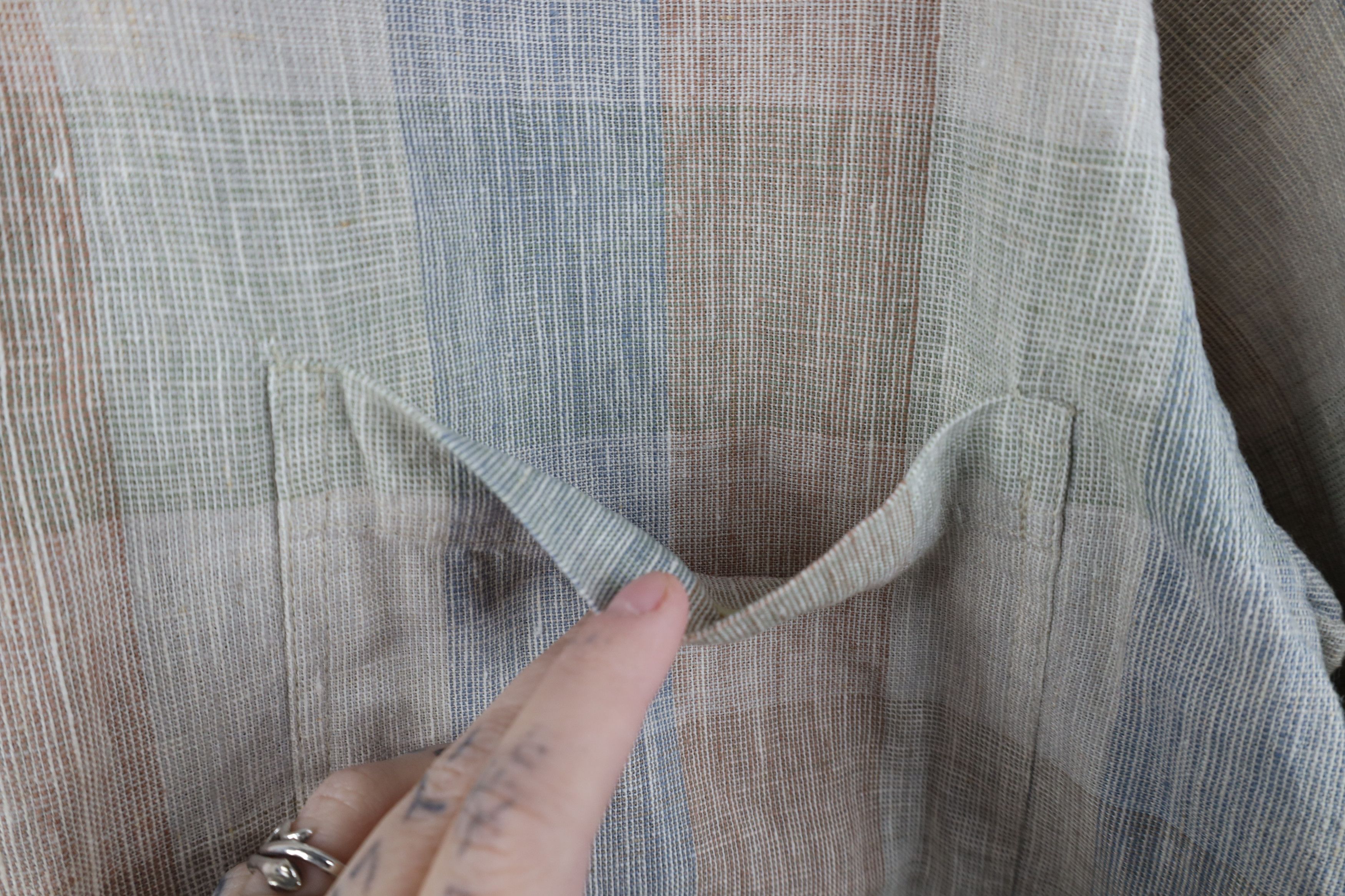 Vintage Vintage 90s Streetwear Checkered Linen Baggy Button Shirt Size US M / EU 48-50 / 2 - 4 Thumbnail