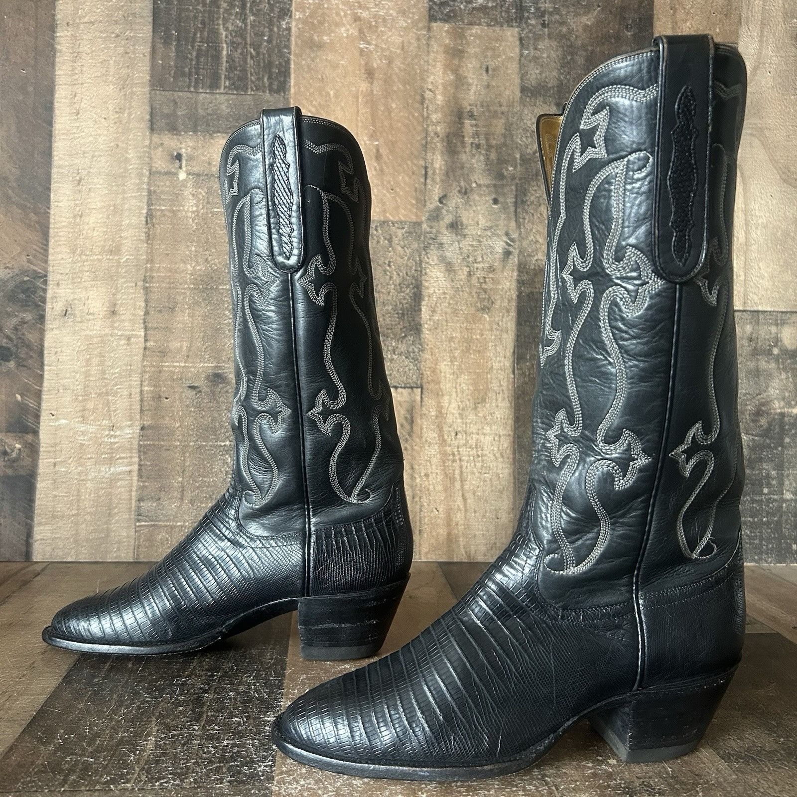 Vintage Falconhead Vintage Teju Lizard Black Cowboy Boots Womens 6 C Size US 6 / IT 36 - 4 Thumbnail