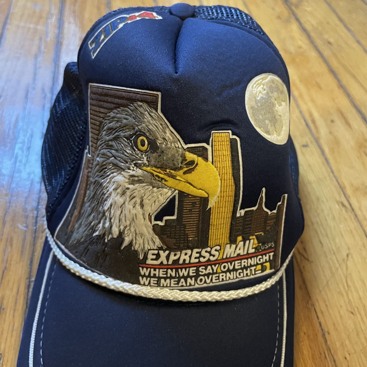 Vintage Vintage Express Mail Blue Mesh Trucker Hat Size ONE SIZE - 2 Thumbnail