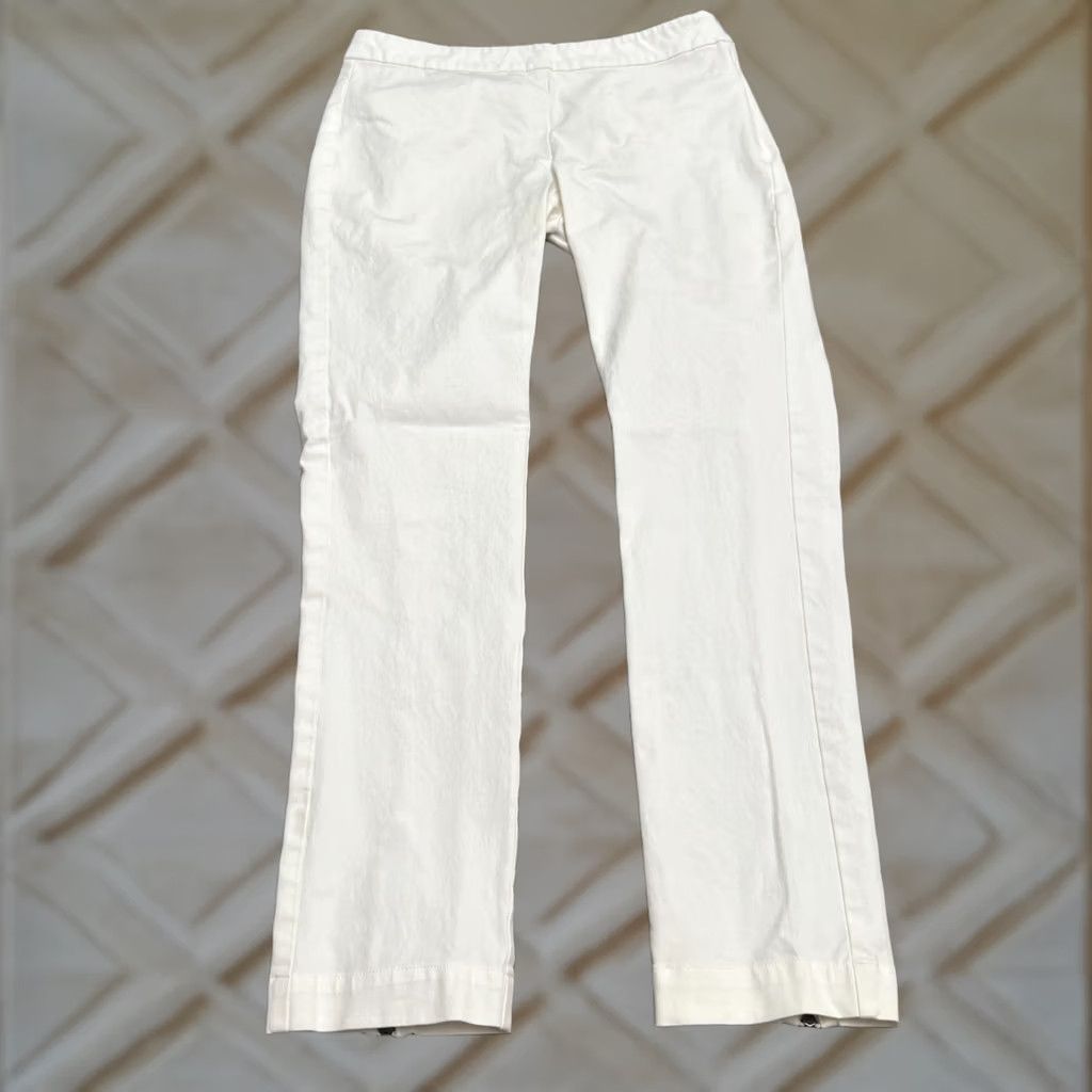 Eileen Fisher Eileen Fisher Pants Womens XS White Organic Cotton Slim Fit Ankle Zip Trouser Size 26" / US 2 / IT 38 - 1 Thumbnail