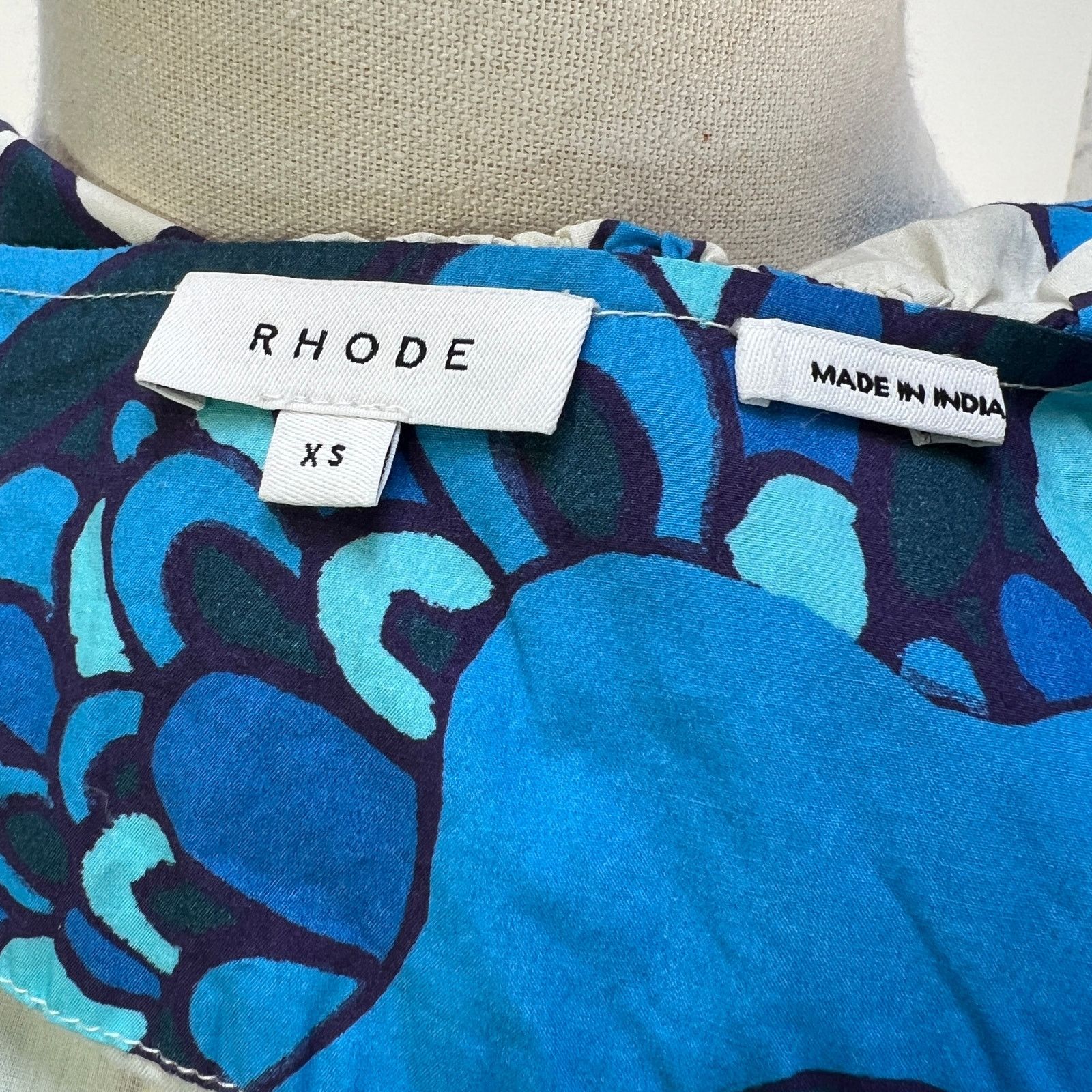 RHODE Rhode Valerie Mini Dress Printed Floral Cotton Ruffles Size XS / US 0-2 / IT 36-38 - 3 Thumbnail